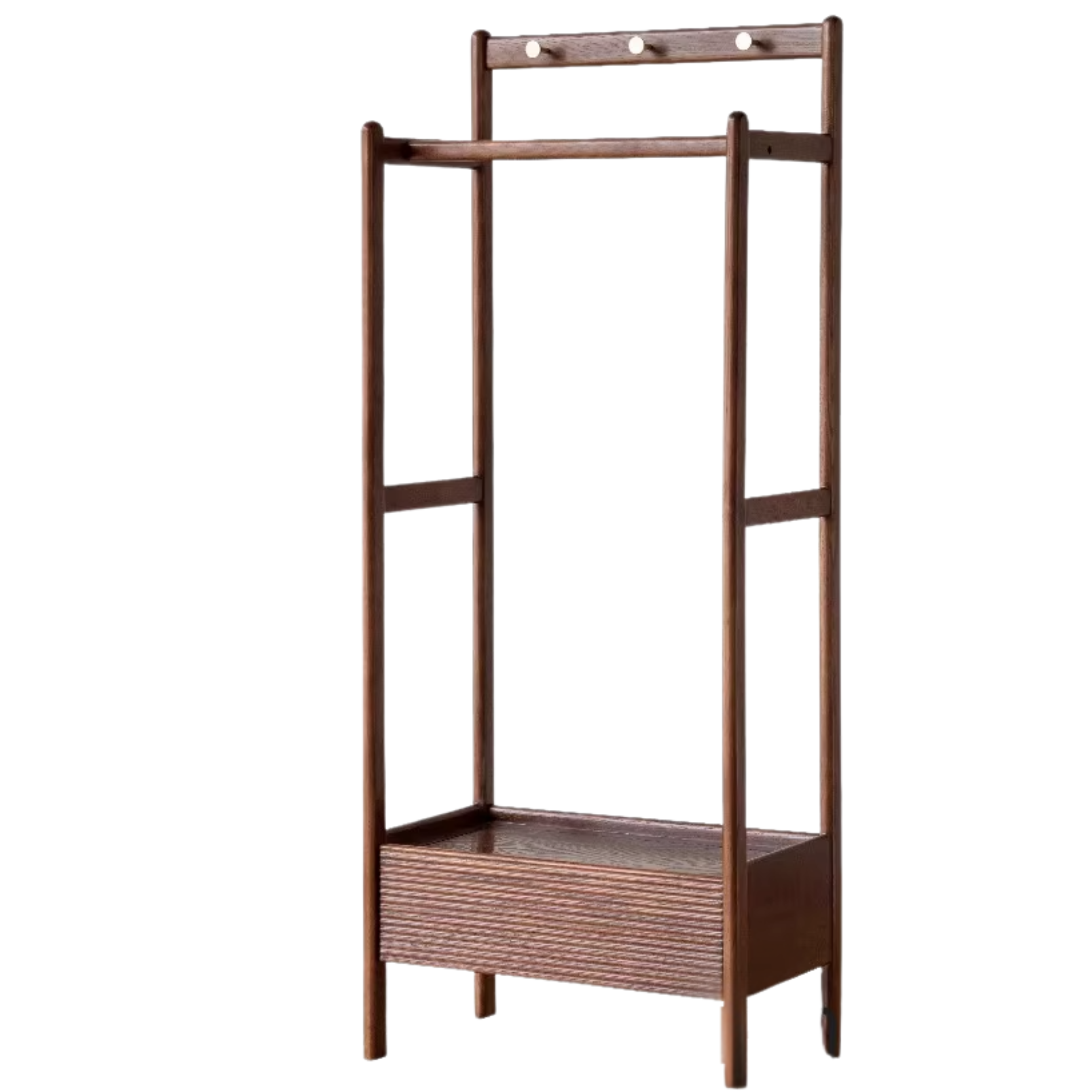 Black Walnut, Oak Solid Wood Floor to Floor Clothes Storage Rack