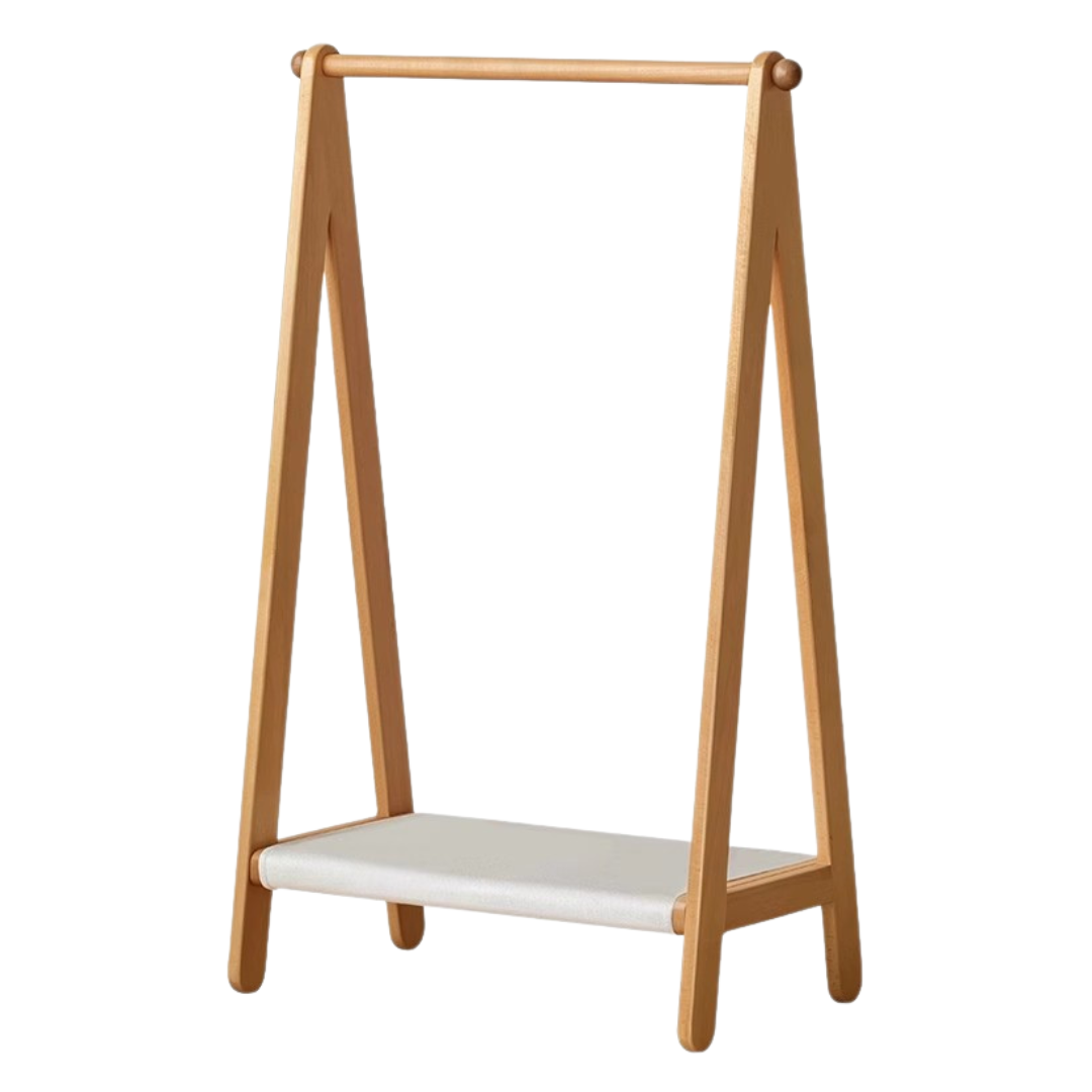 Beech Solid Wood Children's Hanger Floor Storage Rack