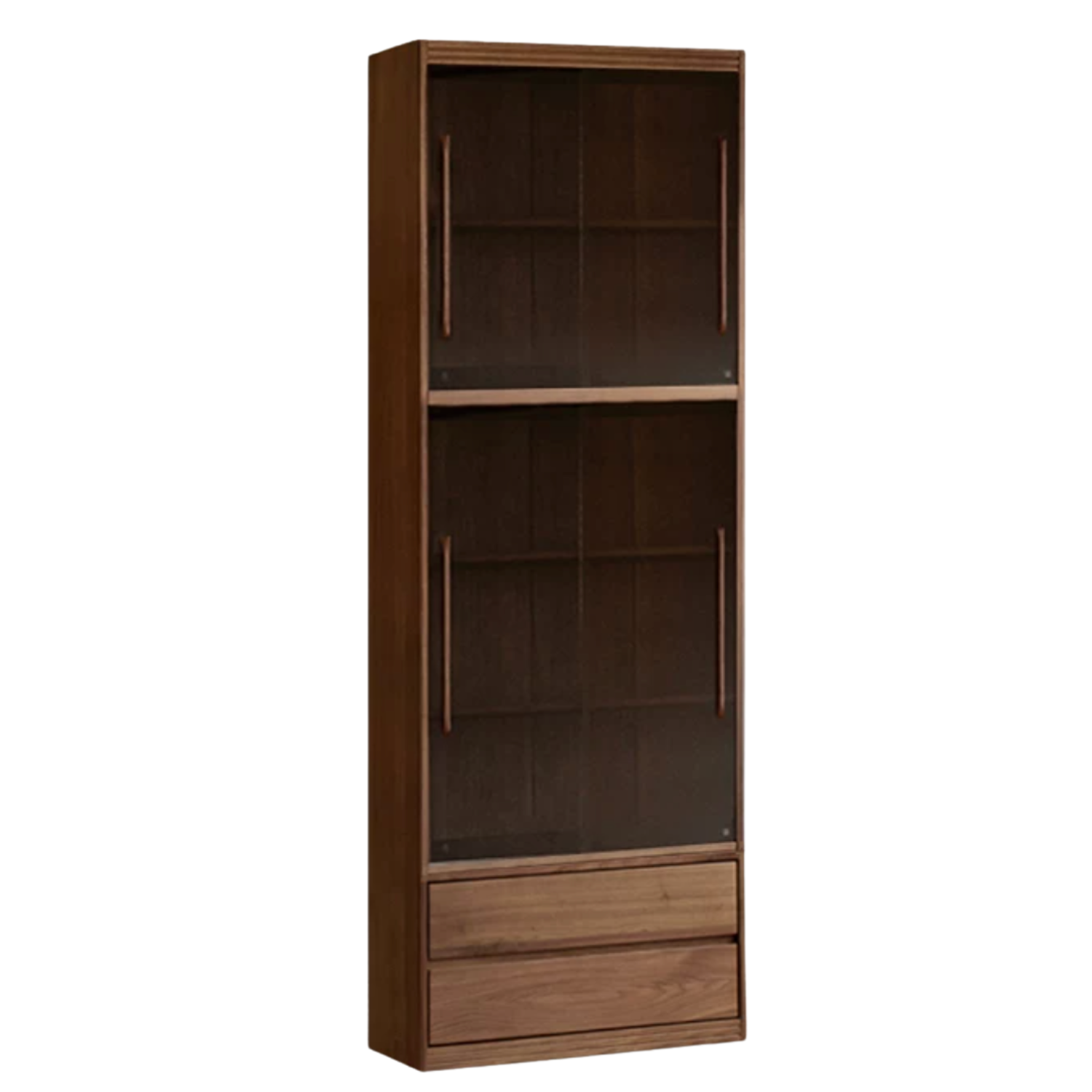 Black Walnut, Oak, Ash Solid Wood Floor-Standing Bookcase with Luxury Storage Cabinet