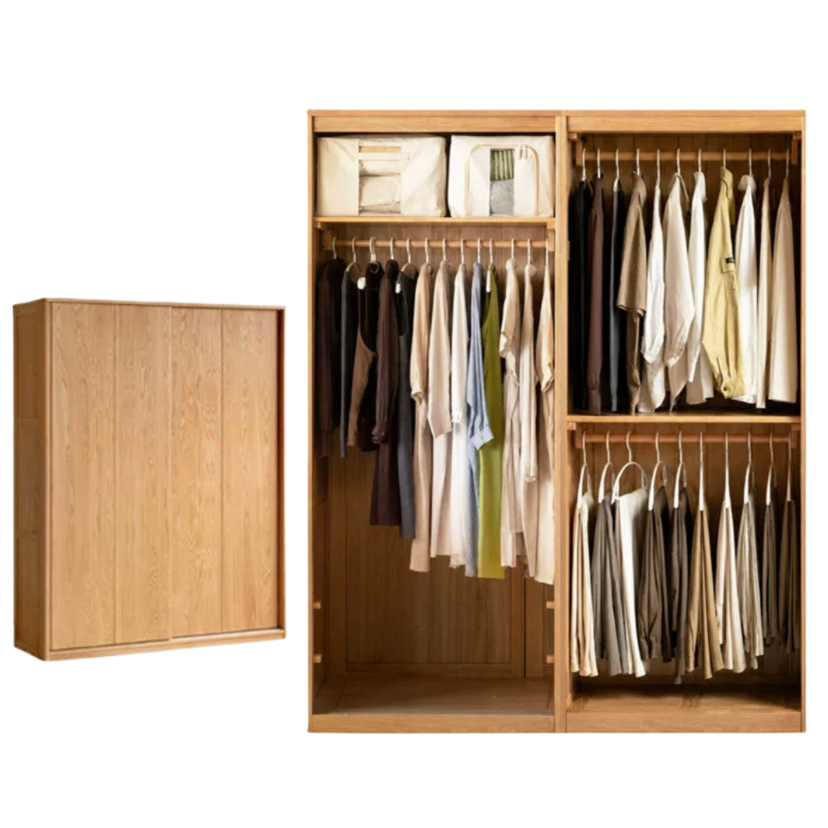 Oak Solid Wood Wardrobe Sliding Door.