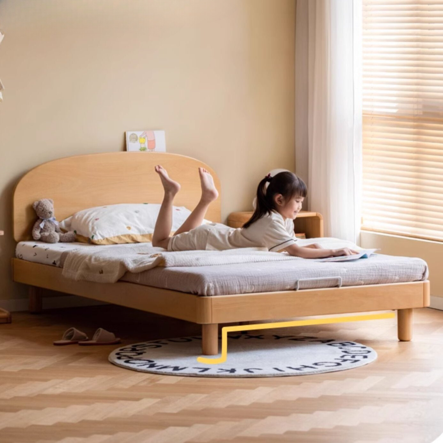 Beech Solid Wood Modern Children's Single Bed