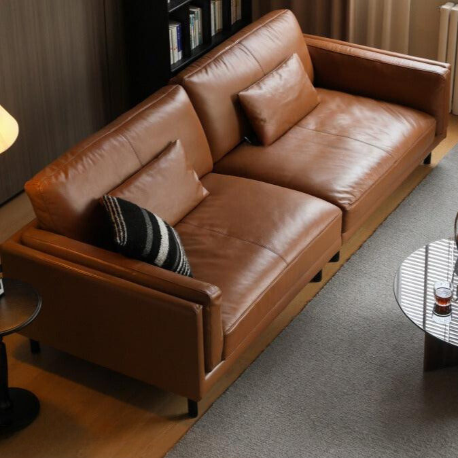 Leather Italian minimalist sofa