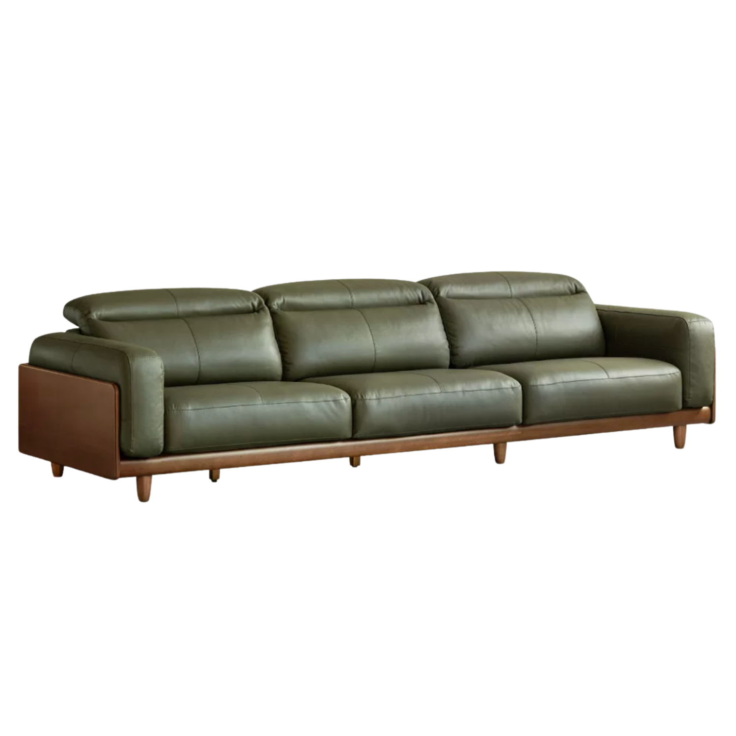 Black Walnut, Sandalwood, Ash Solid Wood Genuine Leather Italian Modern Design Sofa