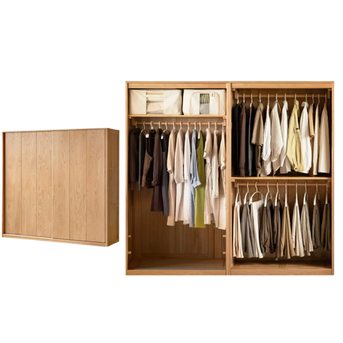 Oak Solid Wood Wardrobe Sliding Door.