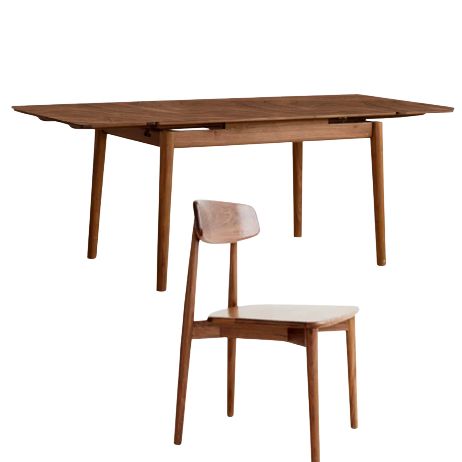 Black Walnut, Oak Solid Wood and Rock Plate Dining Table