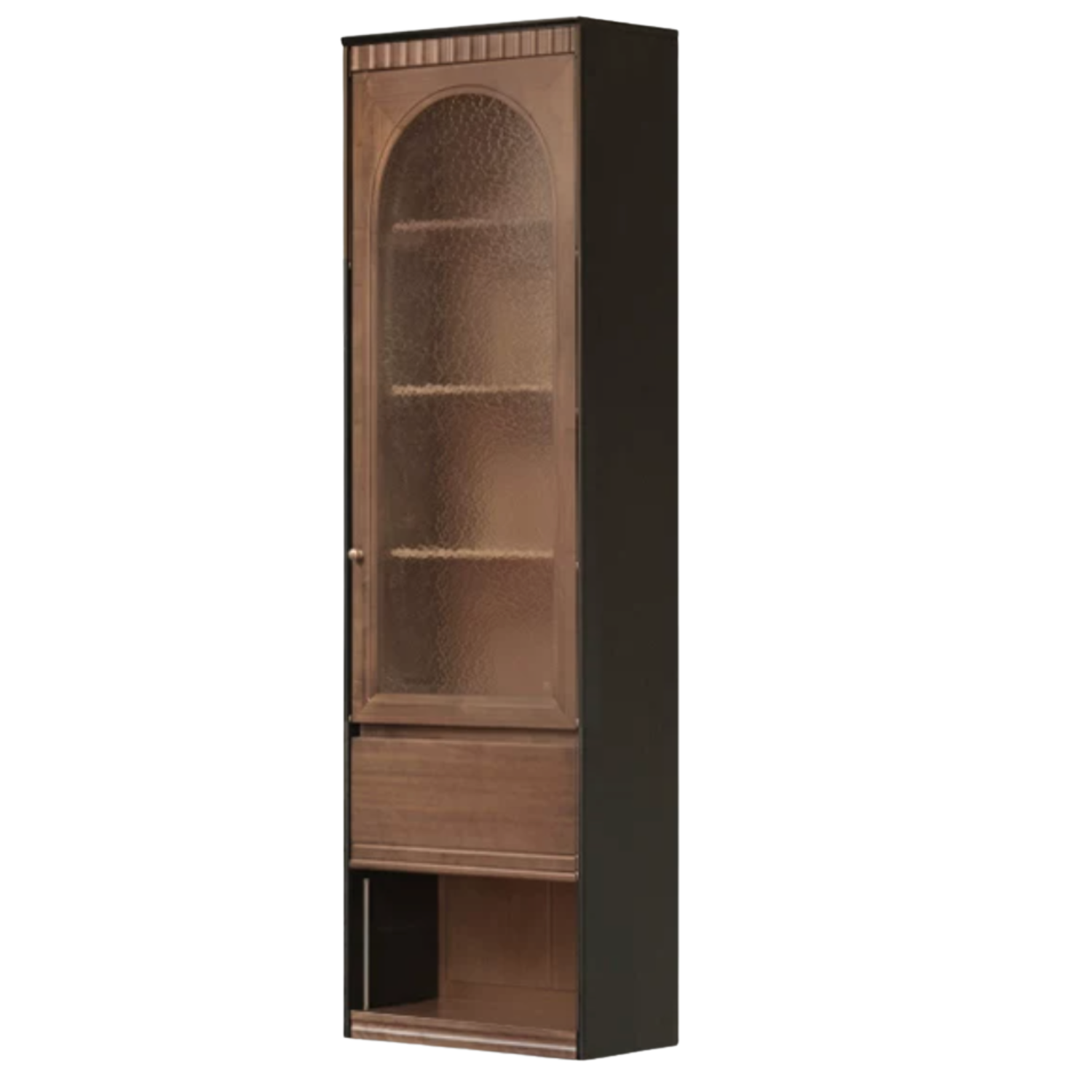 Black Walnut, Solid Sandalwood, Oak Bookcase with French Retro Display Cabinet