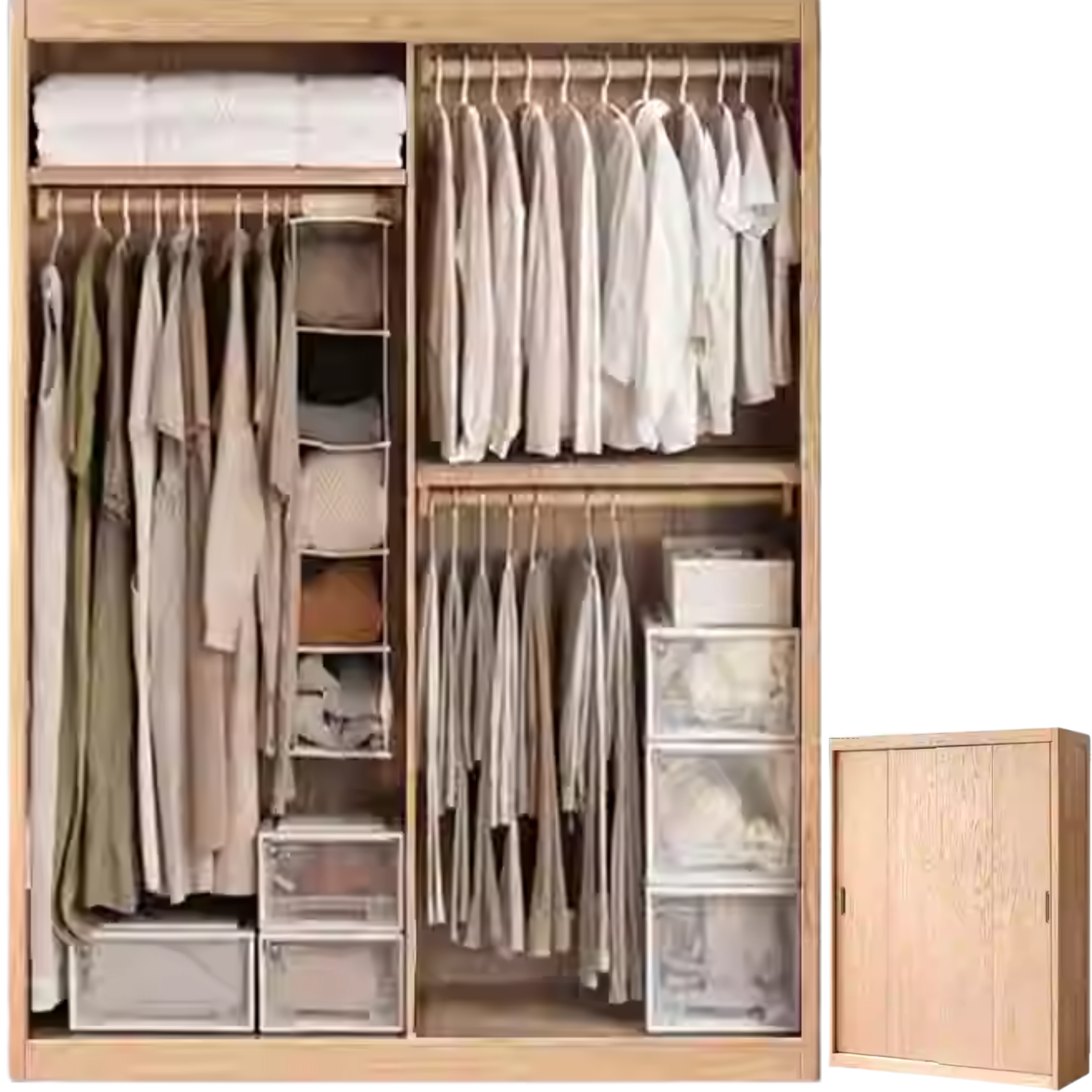 Oak, Ash Solid Wood Modern Wardrobe