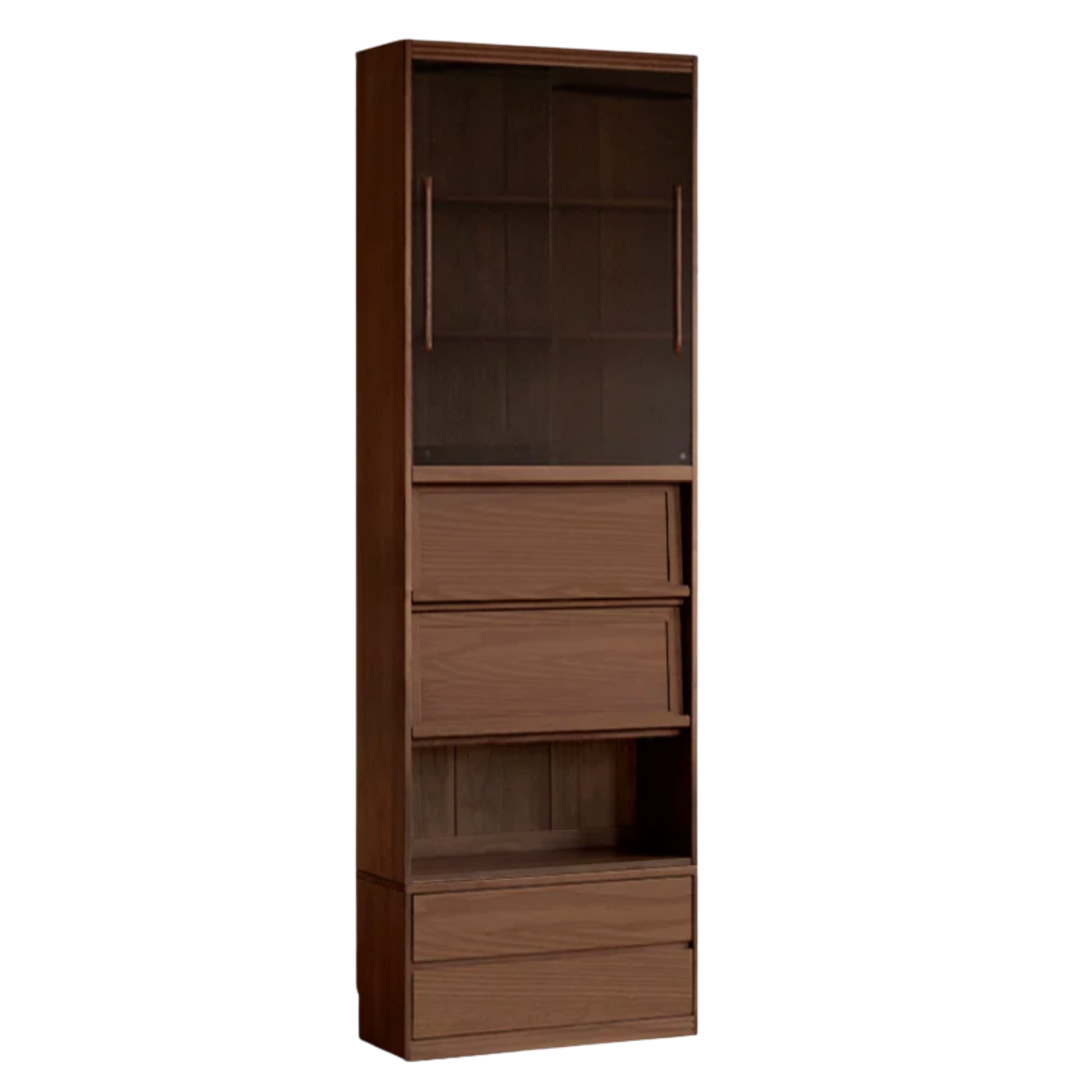 Black Walnut, Oak, Ash Solid Wood Floor-Standing Bookcase with Luxury Storage Cabinet