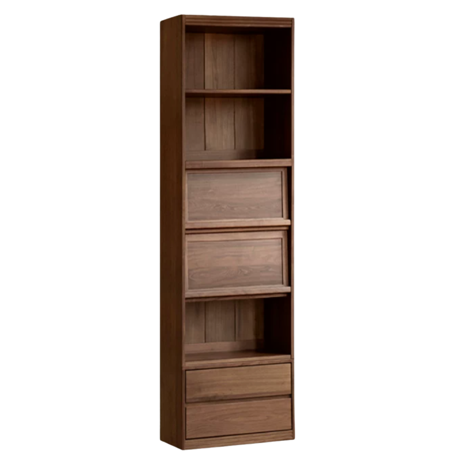 Black Walnut, Oak, Ash Solid Wood Floor-Standing Bookcase with Luxury Storage Cabinet