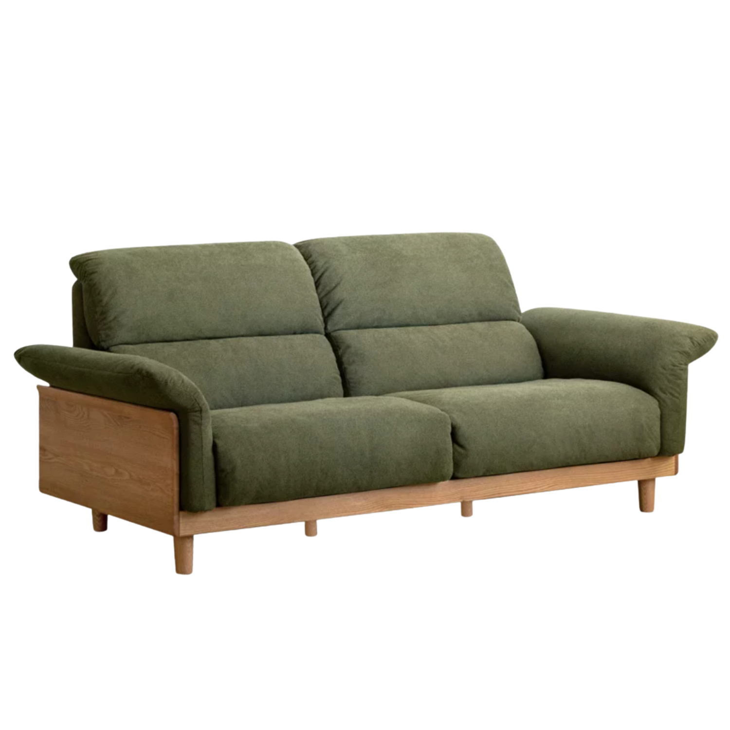 Oak Solid Wood Fabric Sofa, Couch with High Back Cushions, Durable Pet-Friendly Upholstery