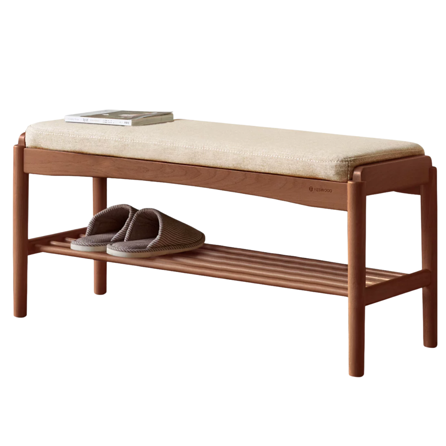 Back Walnut, Oak, Beech, Cherry Solid Wood Shoe Storage Bench