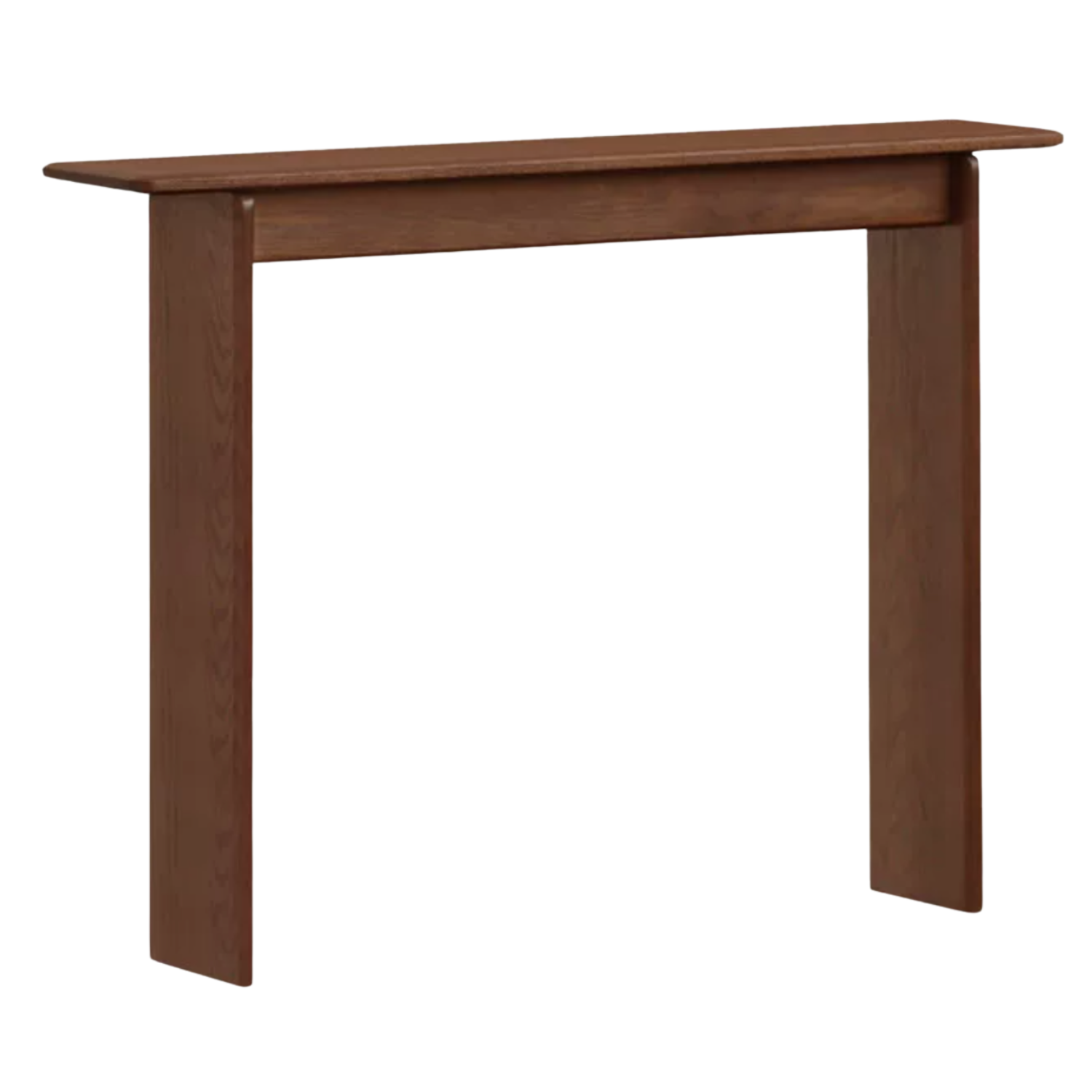 Oak, Solid Rubber Wood Narrow Console Table with Storage Shelf, Slim Entryway Bench Table