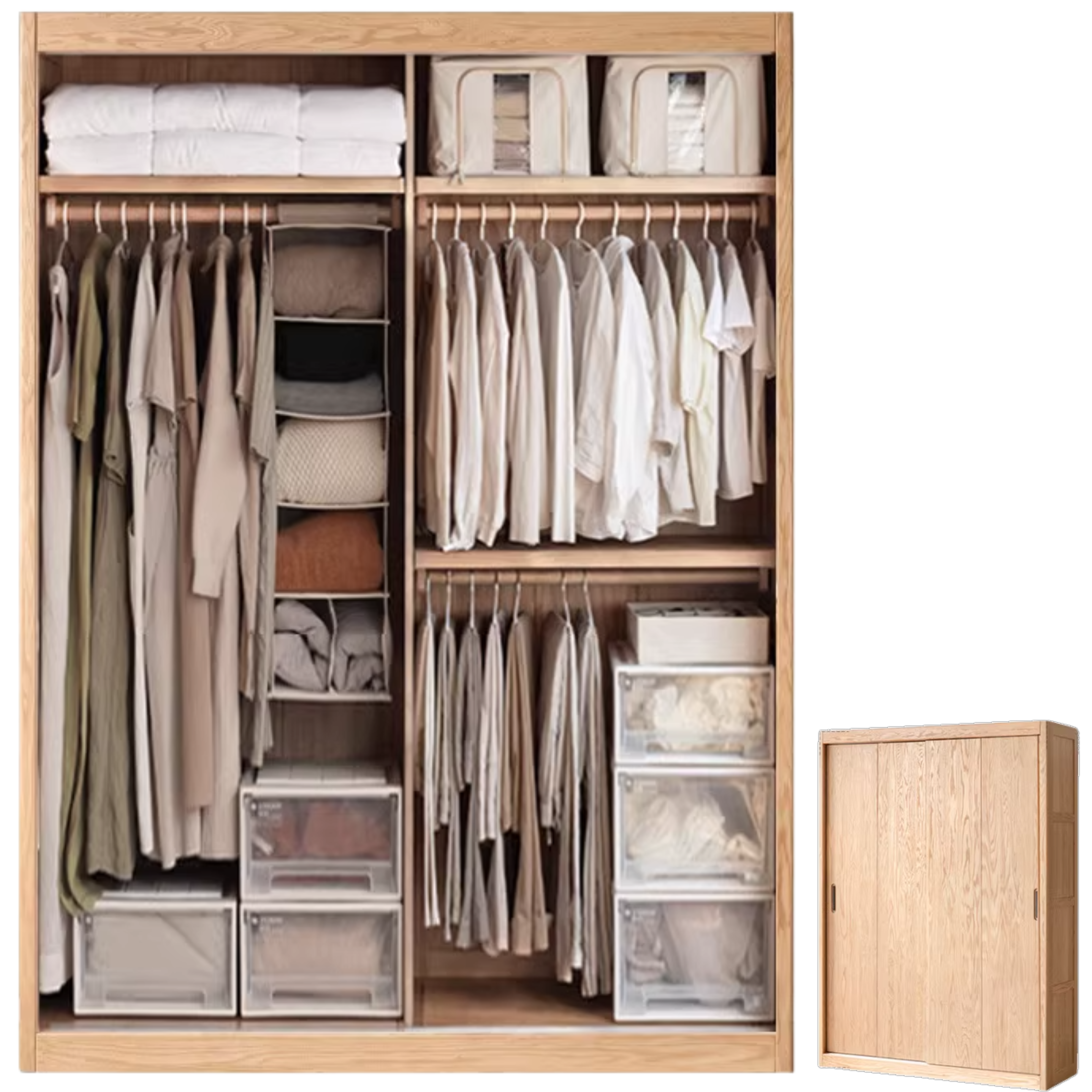 Oak, Ash Solid Wood Modern Wardrobe