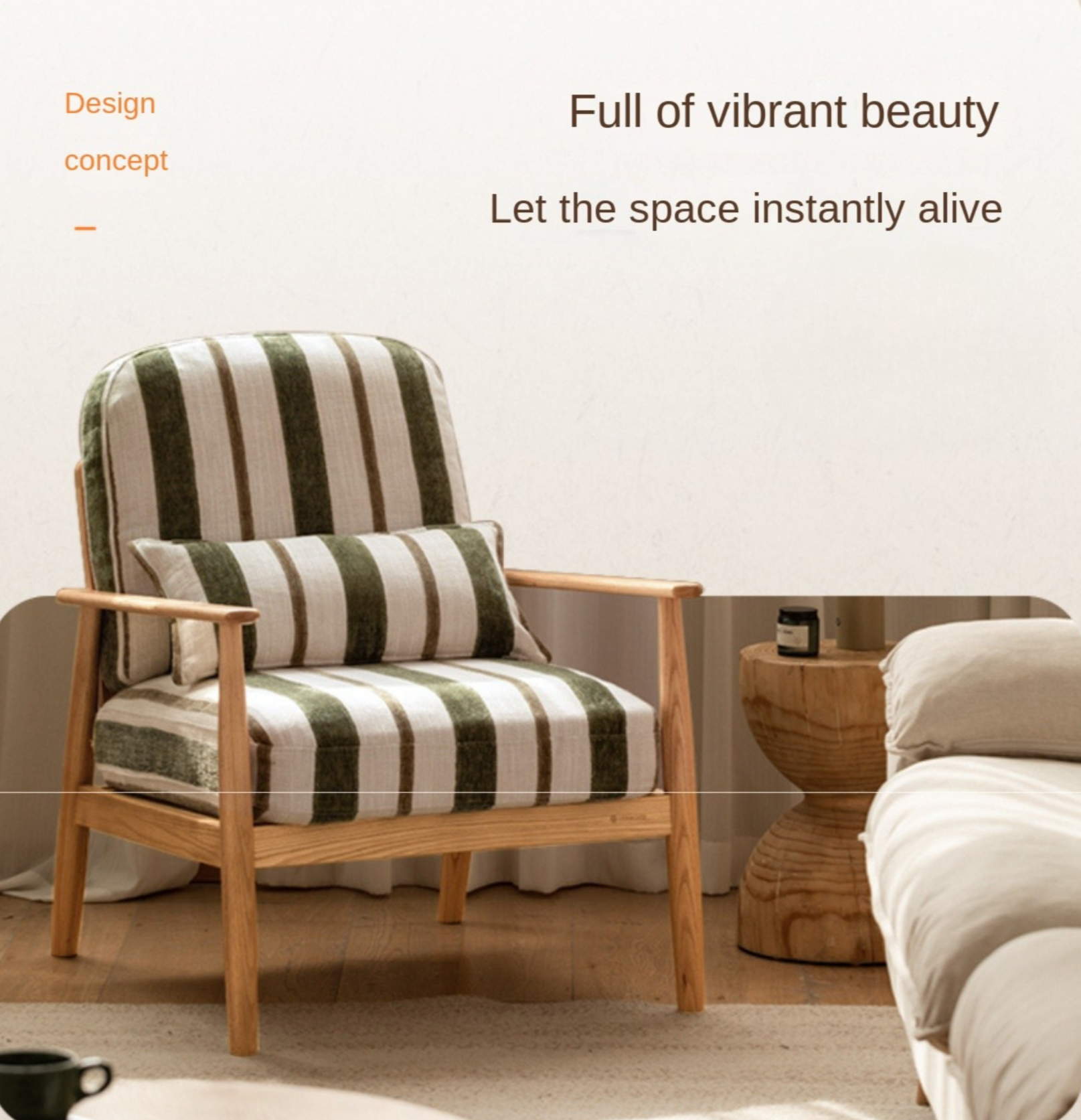 Oak Solid Wood Sofa Chair.