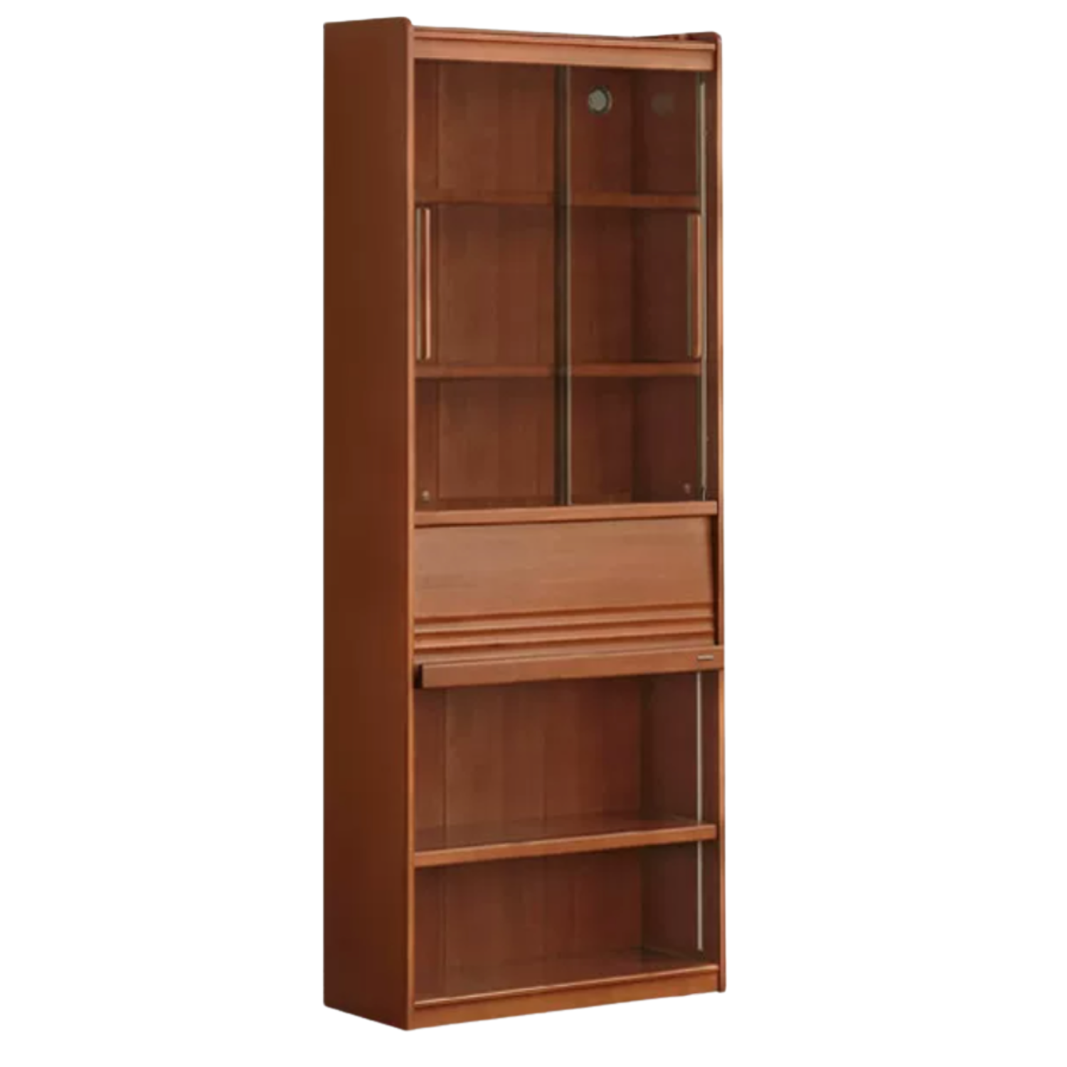 Tulipwood, Birch Solid Wood Floor-to-Ceiling Modular Bookcase with Sliding Glass Doors