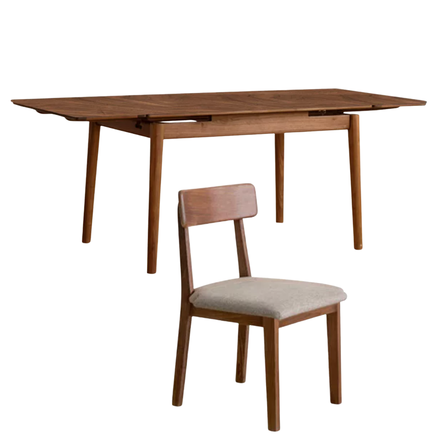 Black Walnut, Oak Solid Wood and Rock Plate Dining Table