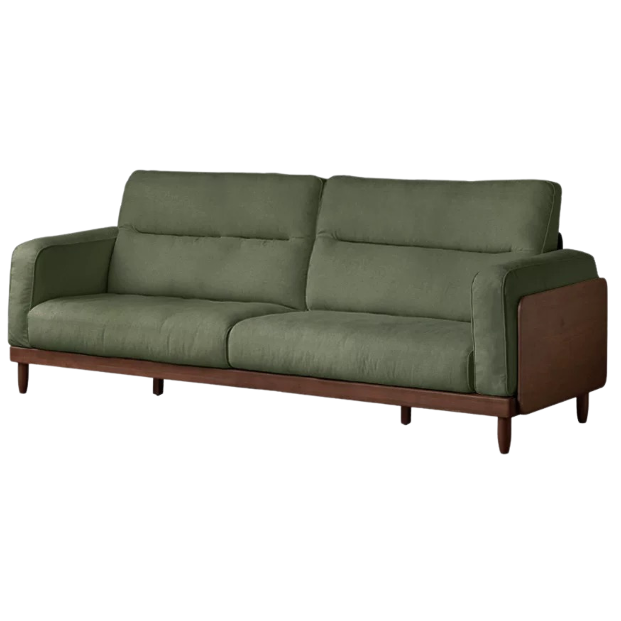 Sandalwood, Ash Solid Wood Genuine Leather, fabric High-Back Sofa