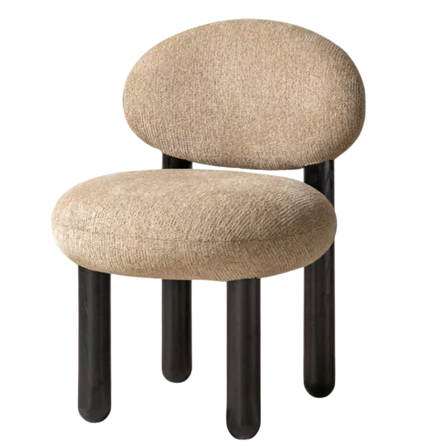 Ash Solid Wood Pebble Chenille Accent Chair with Cylindrical Legs