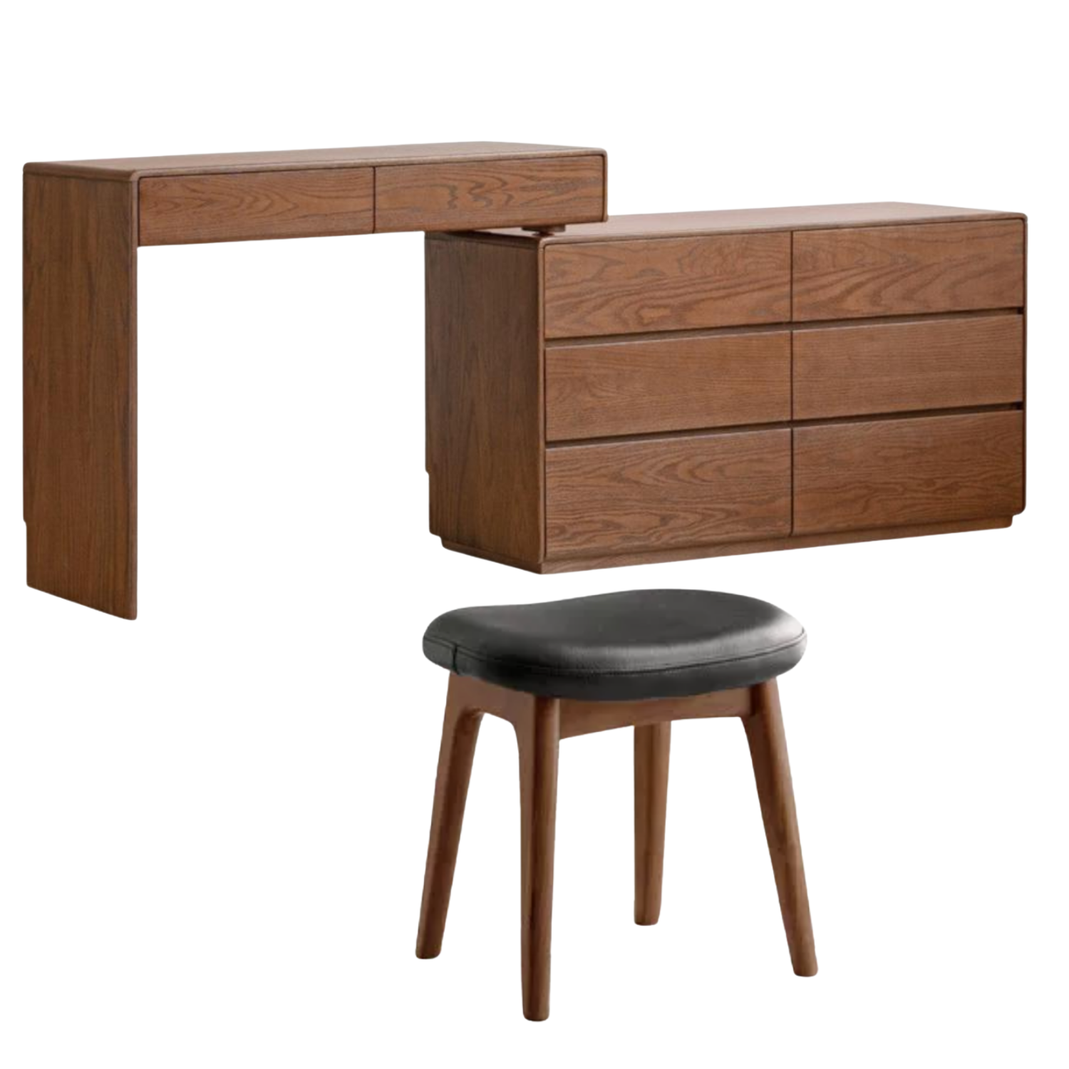 Oak Solid Wood Retro Style Retractable Vanity Table.