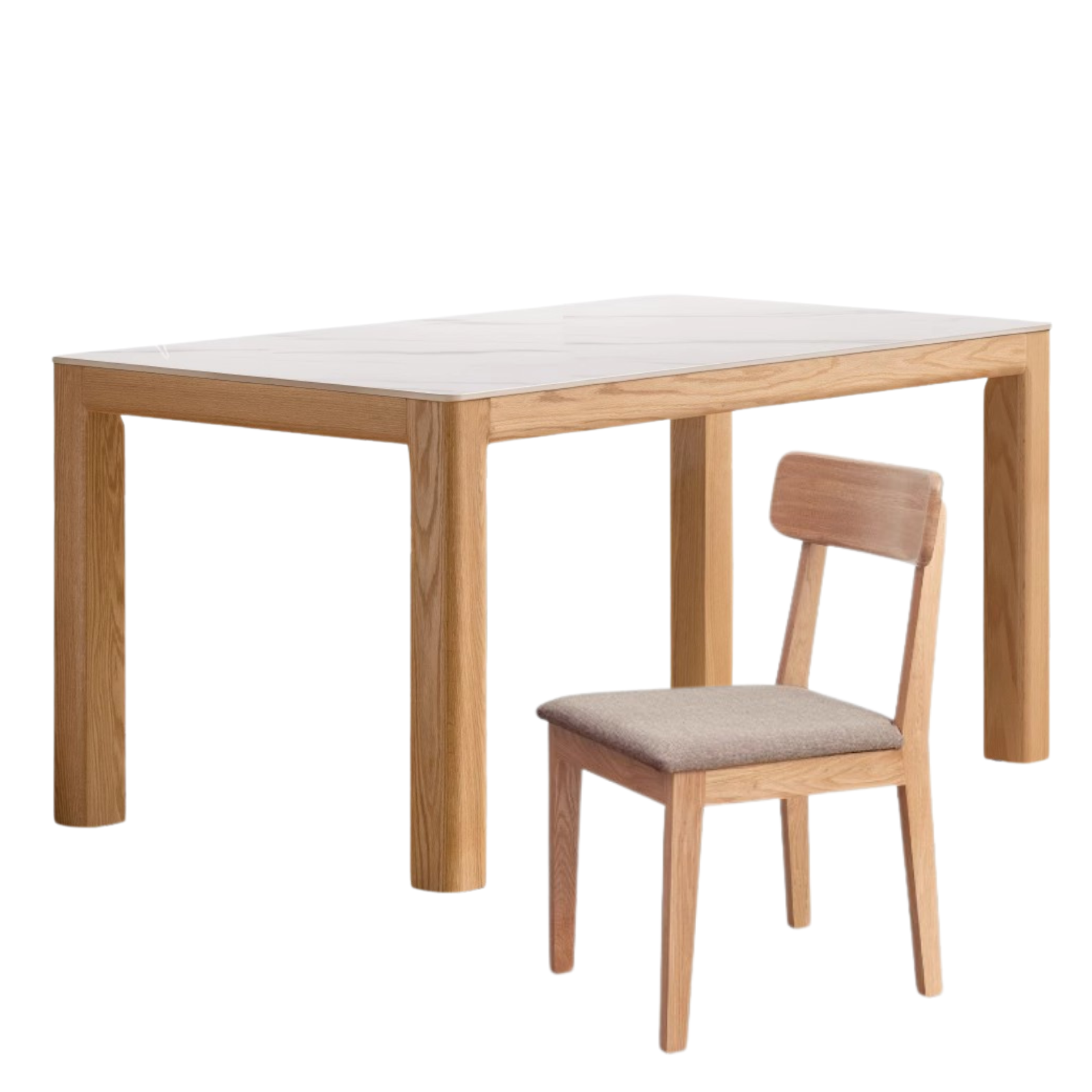 Oak Solid wood simple shape rock plate dining table,