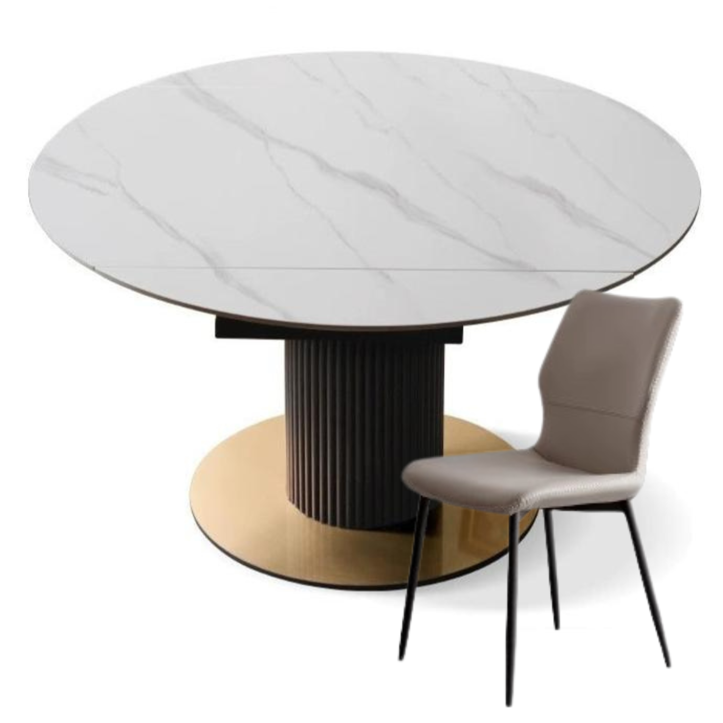 Oak Rotating Telescopic Light Luxury Rock Plate Dining Table