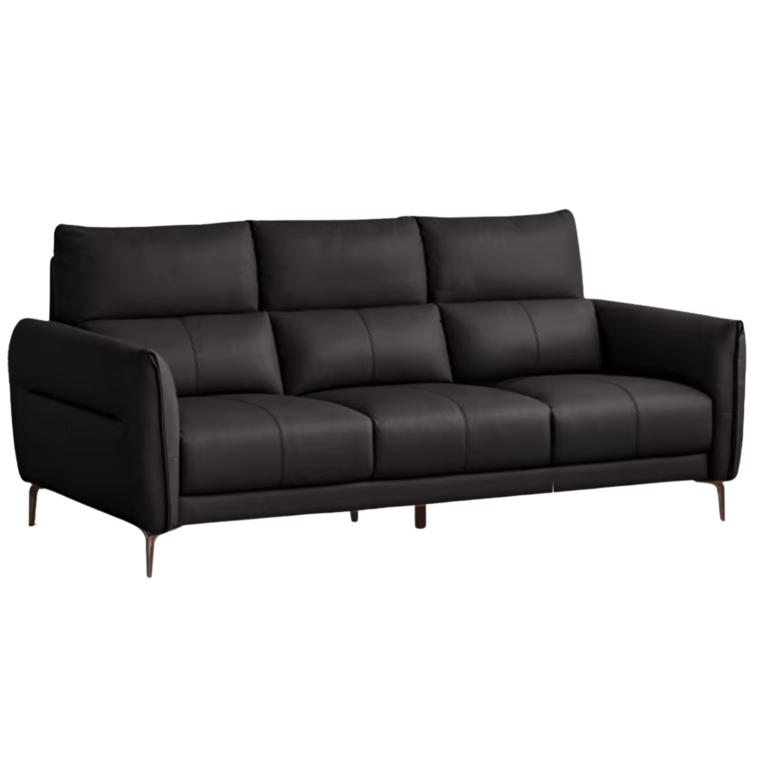 Genuine Leather High-Back Modern Sofa