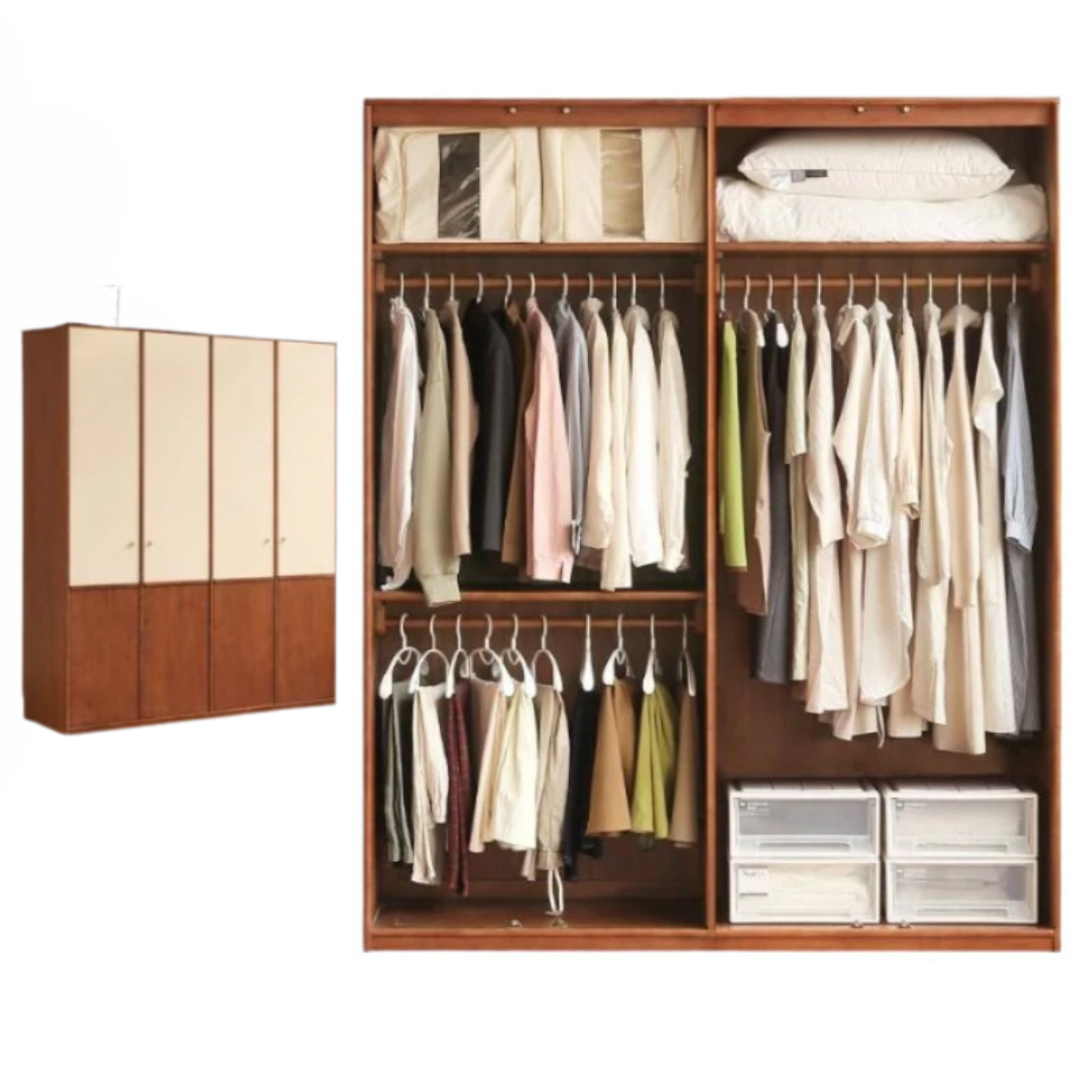 Oak Solid Wood Antique Style Wardrobe