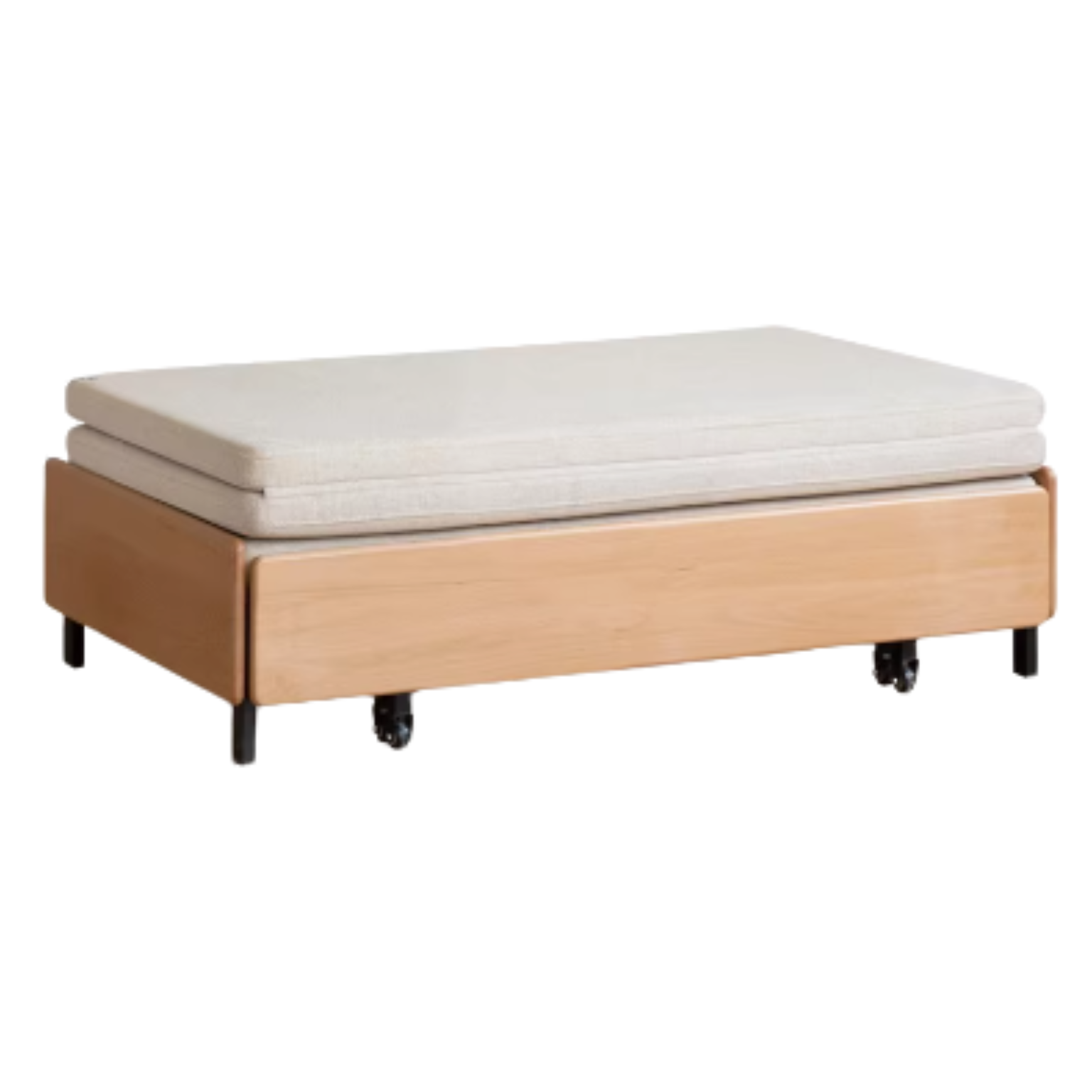 Oak Solid Wood Sofa Bed Folding Sit-sleeping Pull-out Bed