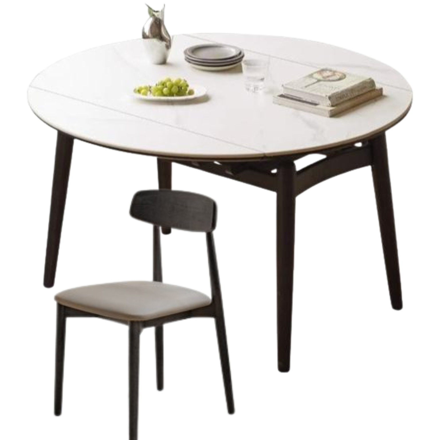 Oak Solid Wood Light Luxury Retractable Rock Dining Table