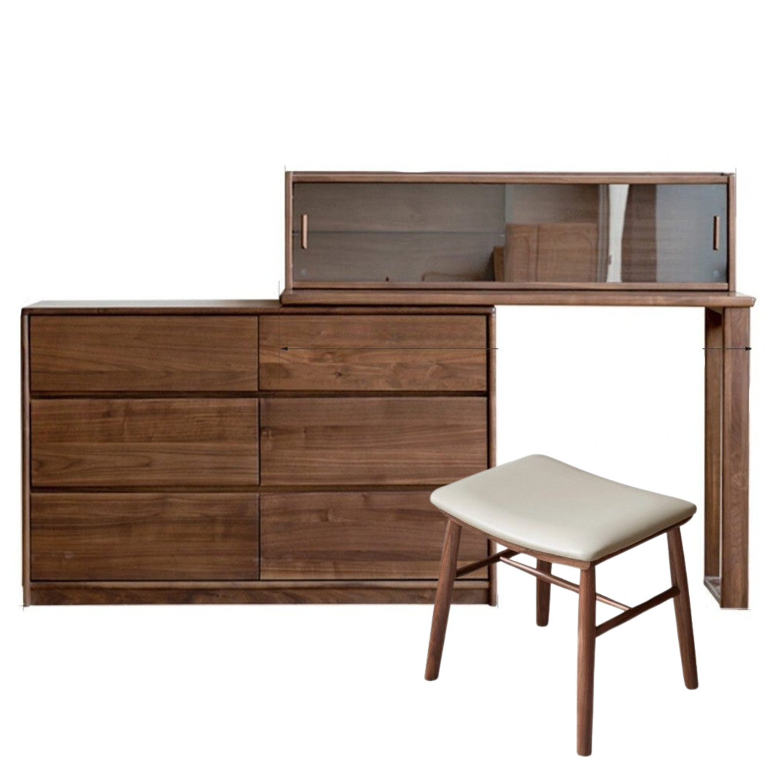 Black walnut solid wood retractable dressing table