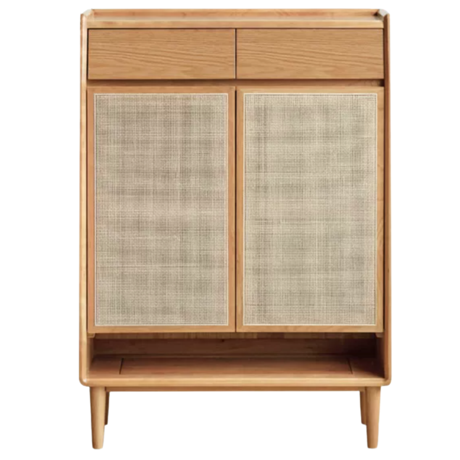 Сherry, Oak Solid Wood Rattan Shoe Cabinet, Entryway Storage Cabinet