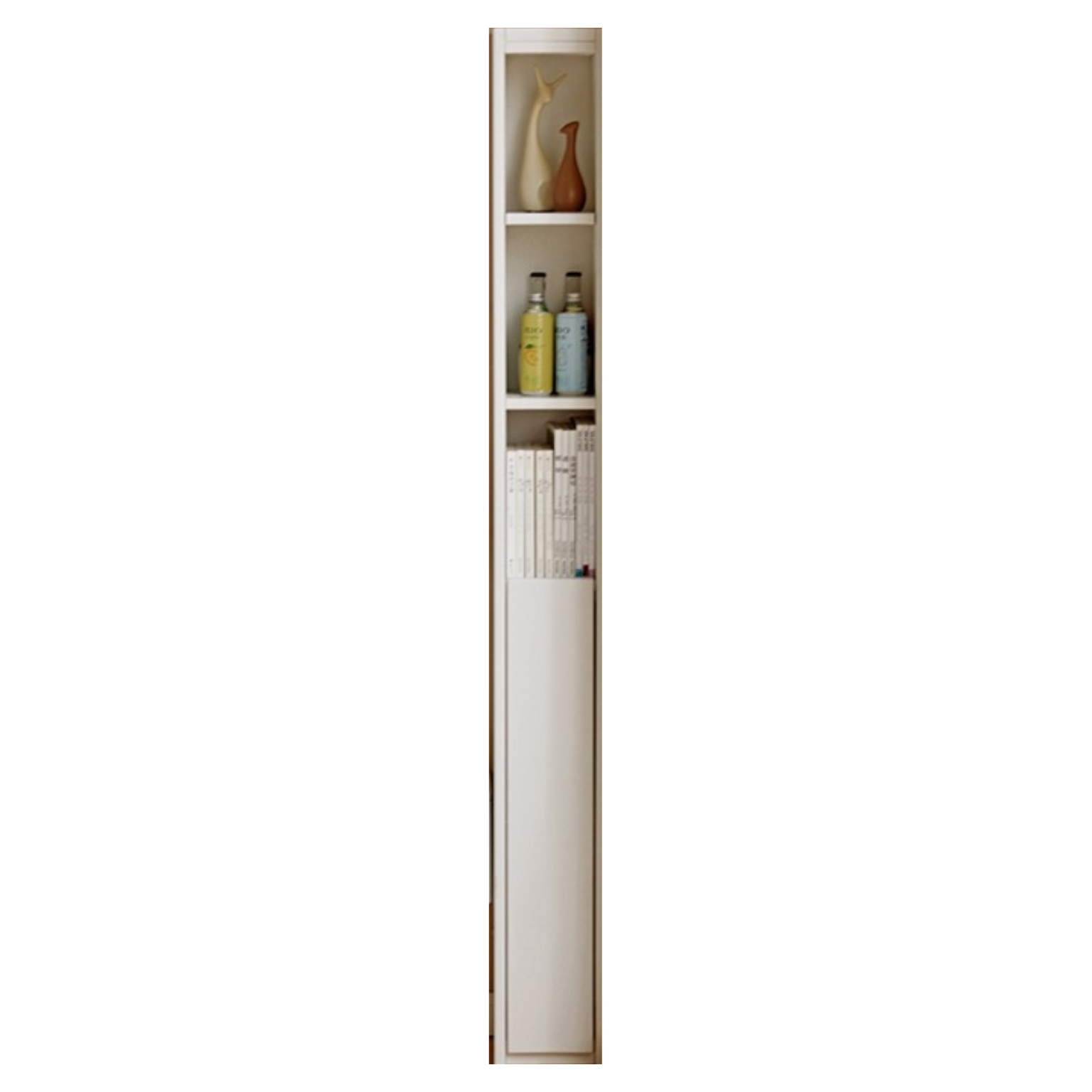 Poplar Cream Wind Small Unit Ultra Narrow Bookshelf