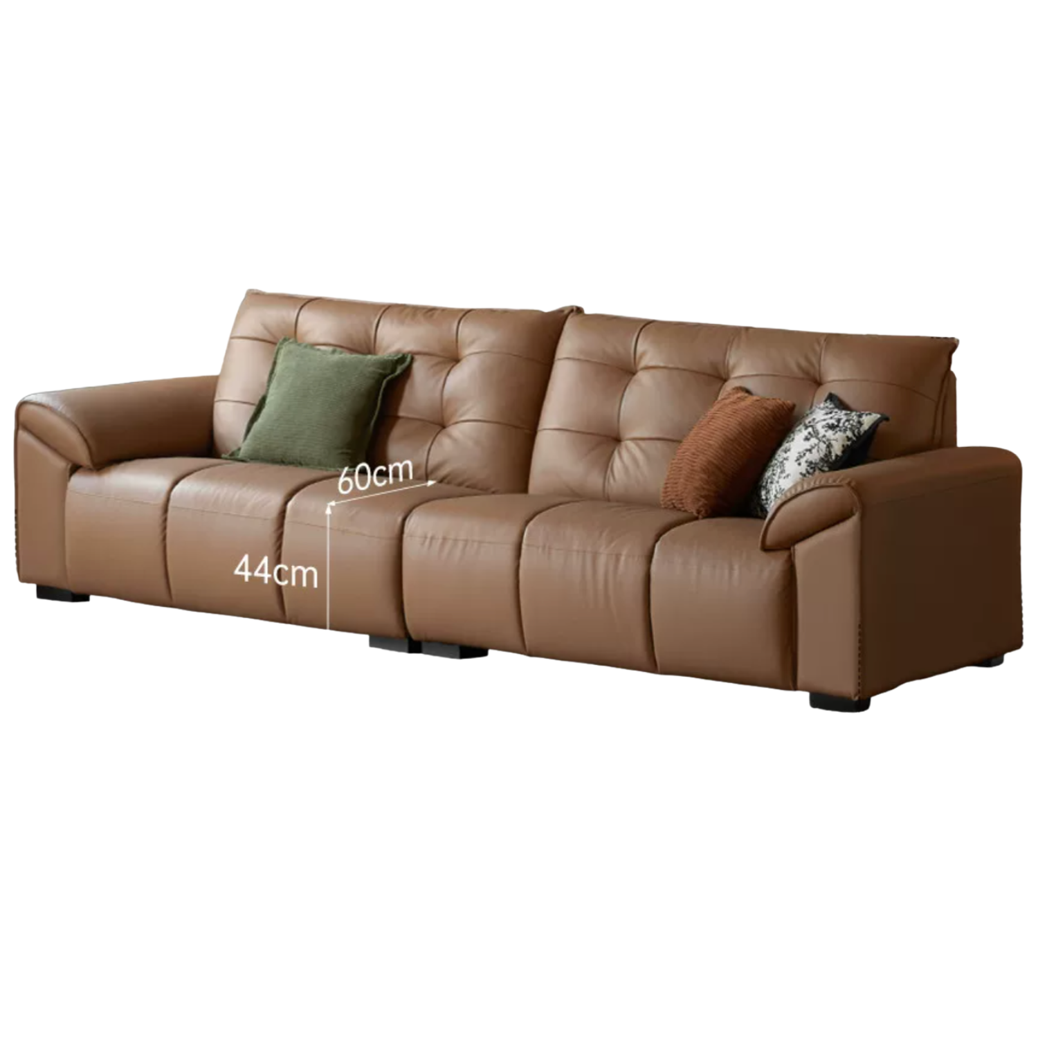 Genuine Leather  Oversized Tufted  Deep-Cushion  Sofa