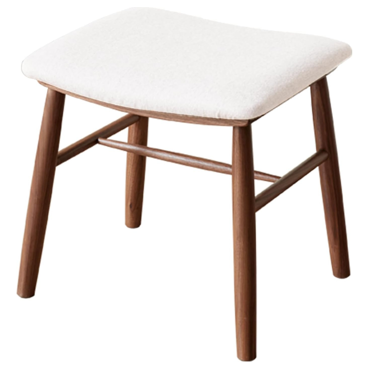 Black Walnut, Oak Solid Wood Vanity Stool with Curved Seat