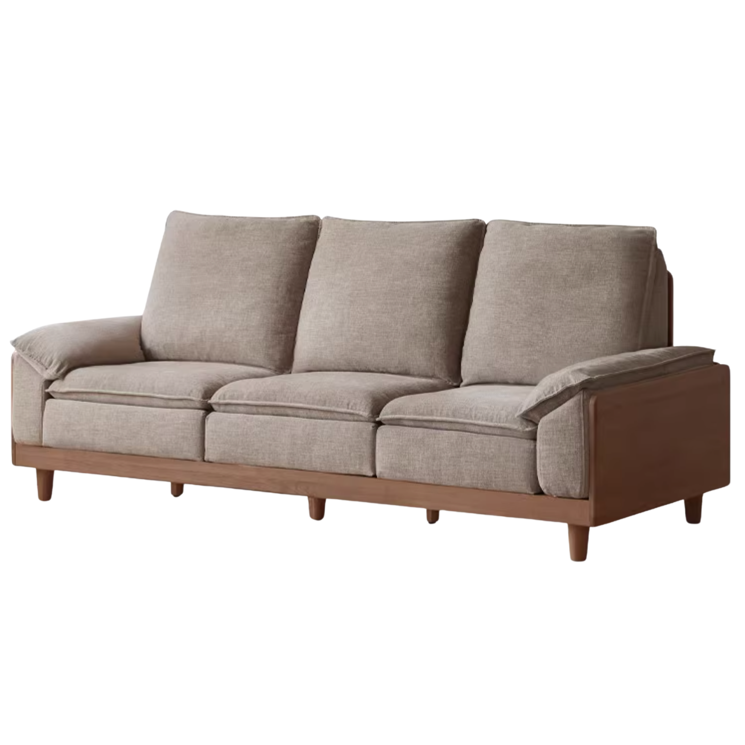Black Walnut, Ash, Oak Solid Wood High Back Sofa.