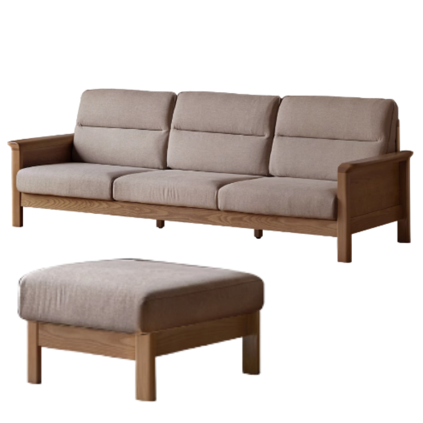 Ash Solid Wood Modern High Back Sofa