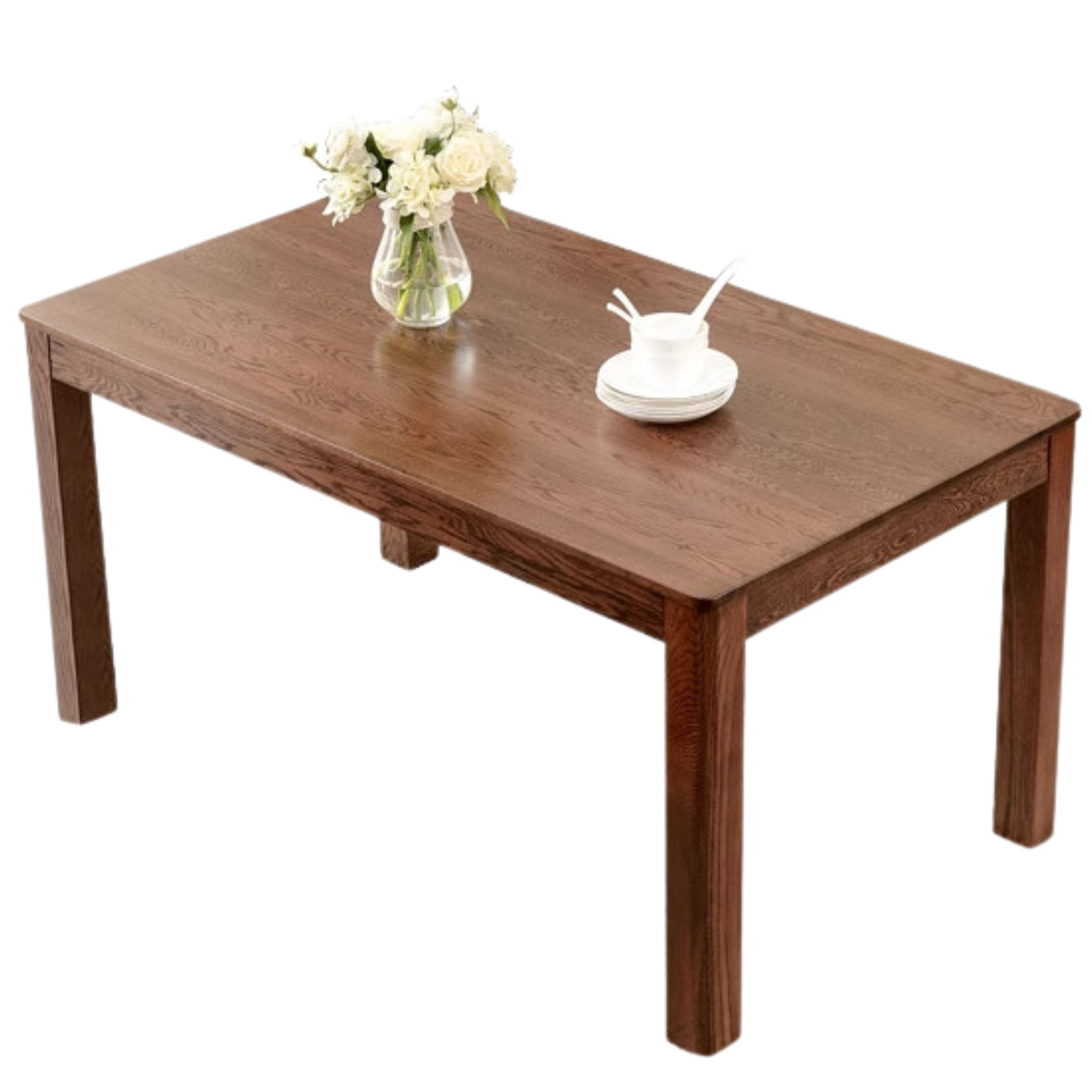 Oak Solid Wood Dining Table Walnut Color