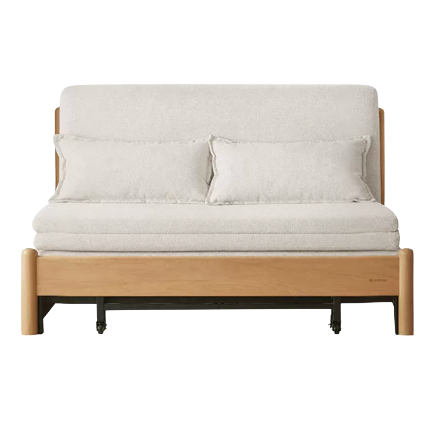 Beech Solid Wood Minimalist Pull-Out Sofa Bed