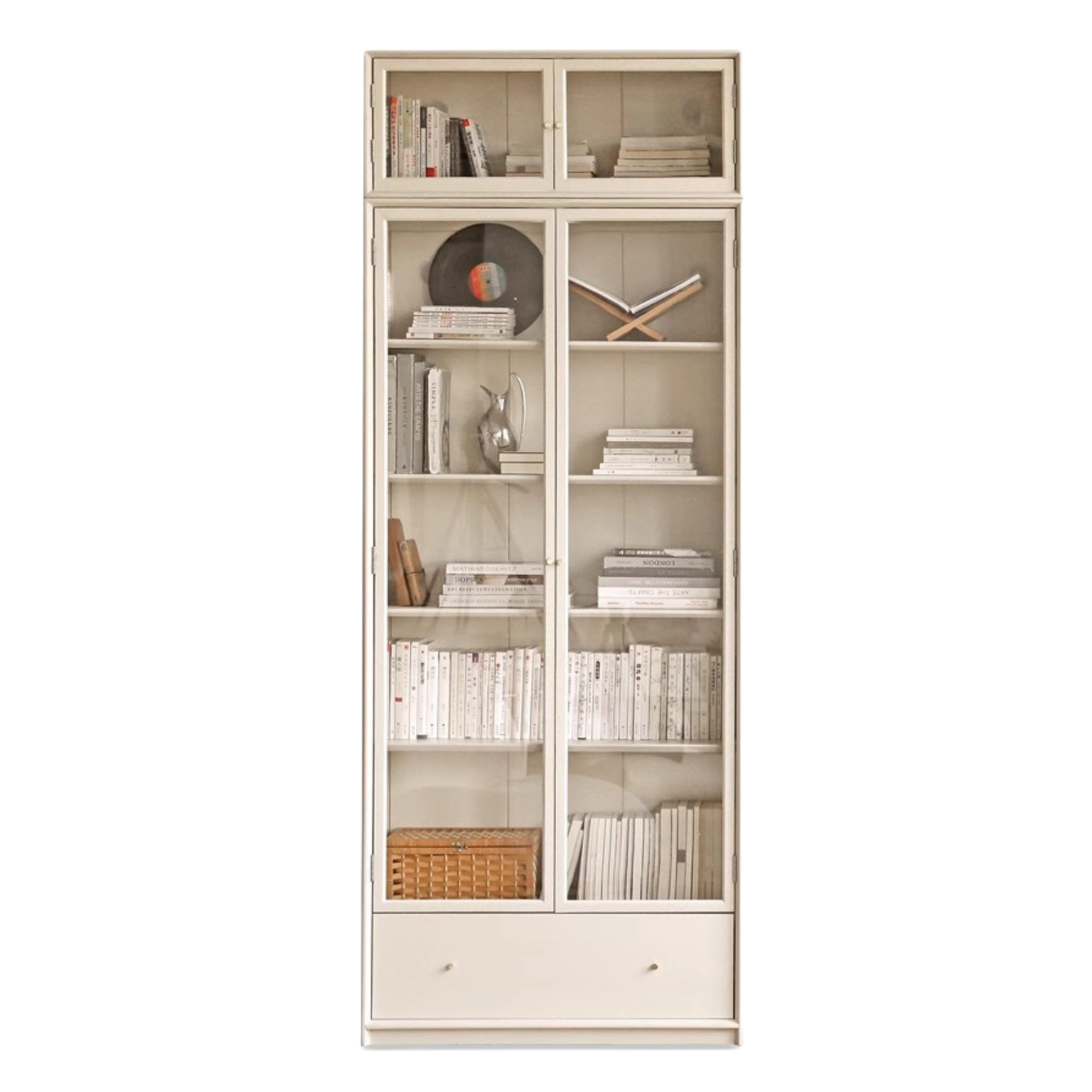 Oak solid wood combination bookcase glass door floor-to-ceiling bookshelf-