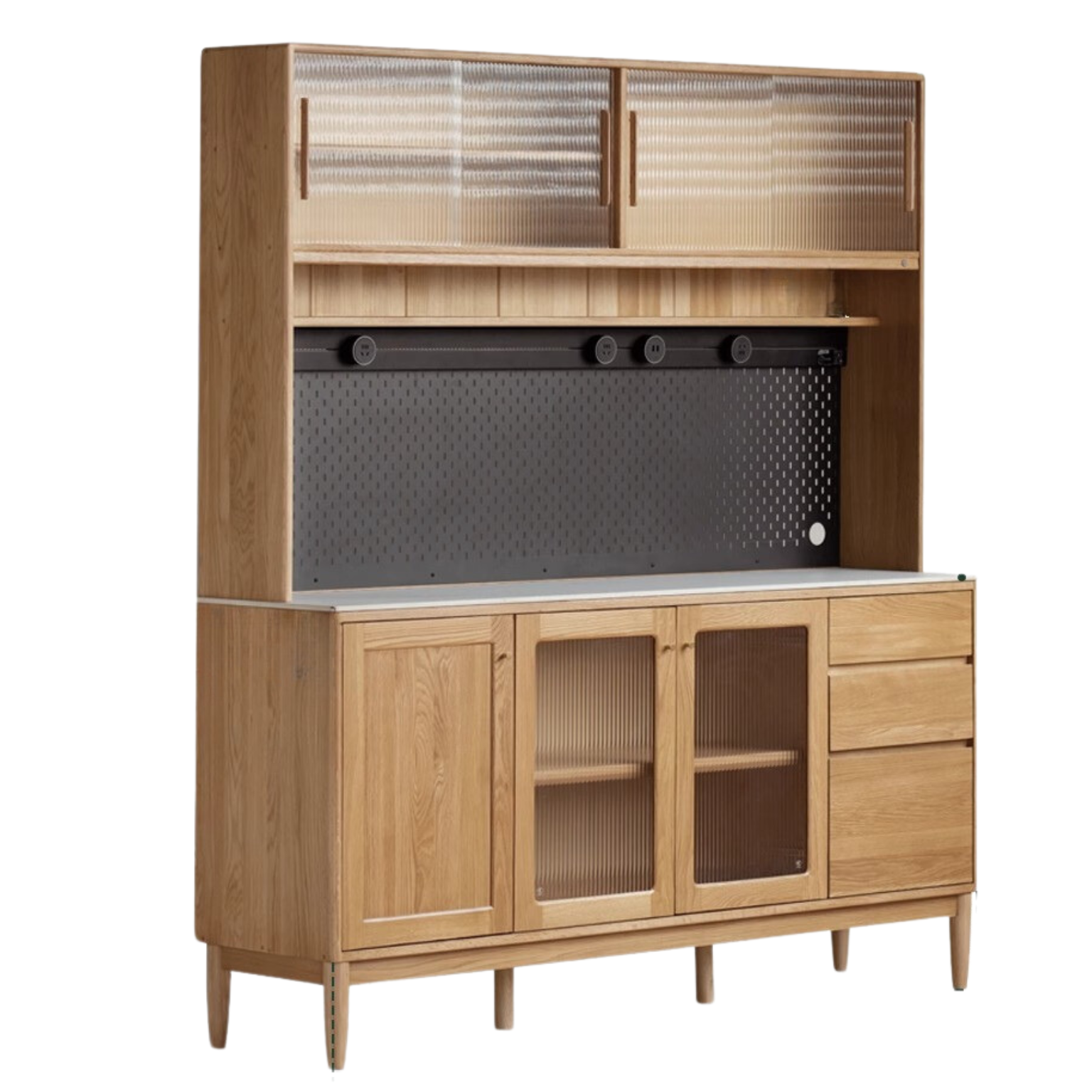 Oak solid wood rock plate capacity high storage cabinet,