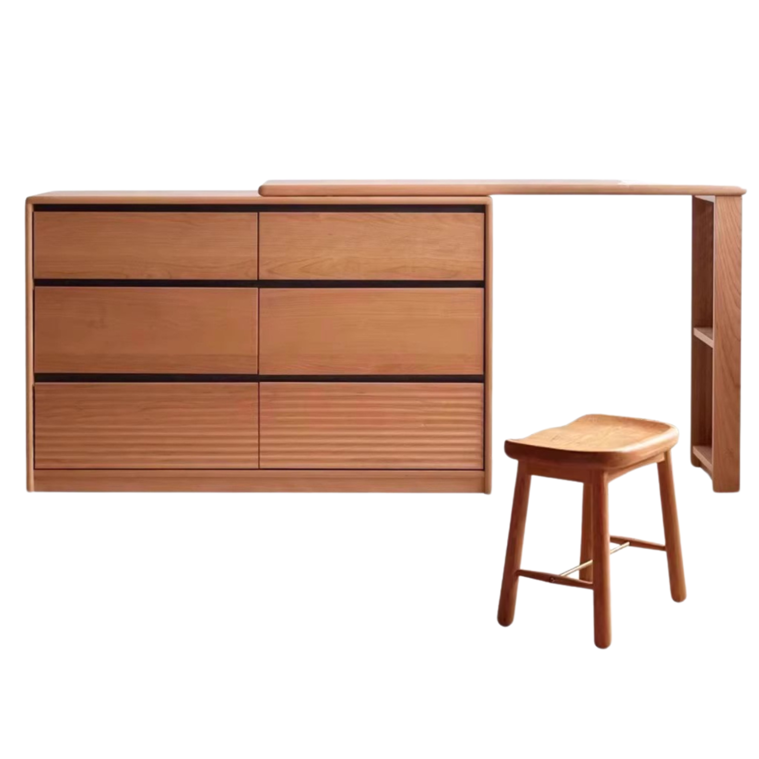 Сherry solid wood retro corner dressing table