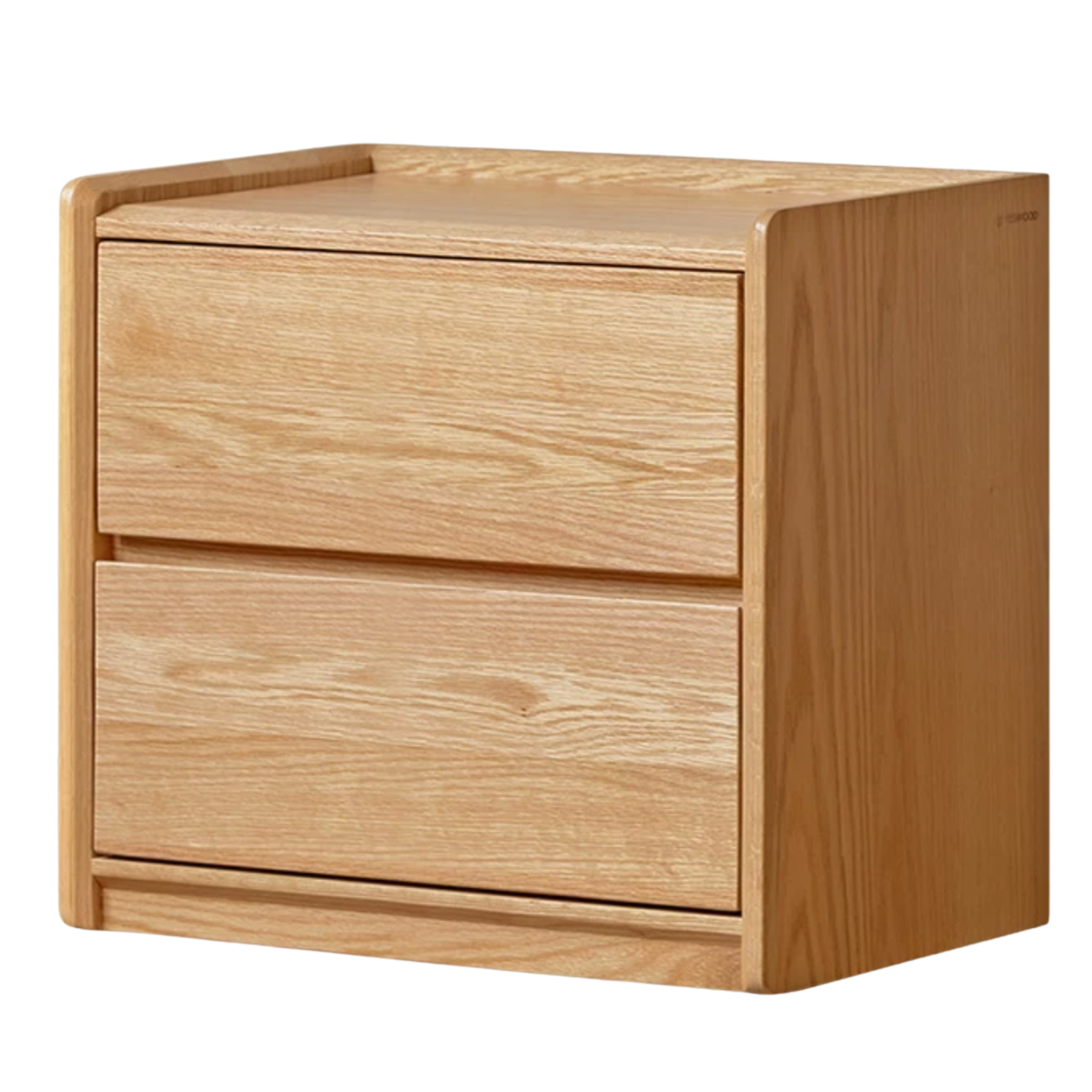Oak Solid Wood, Solid Rubberwood Two Drawer Nightstand.