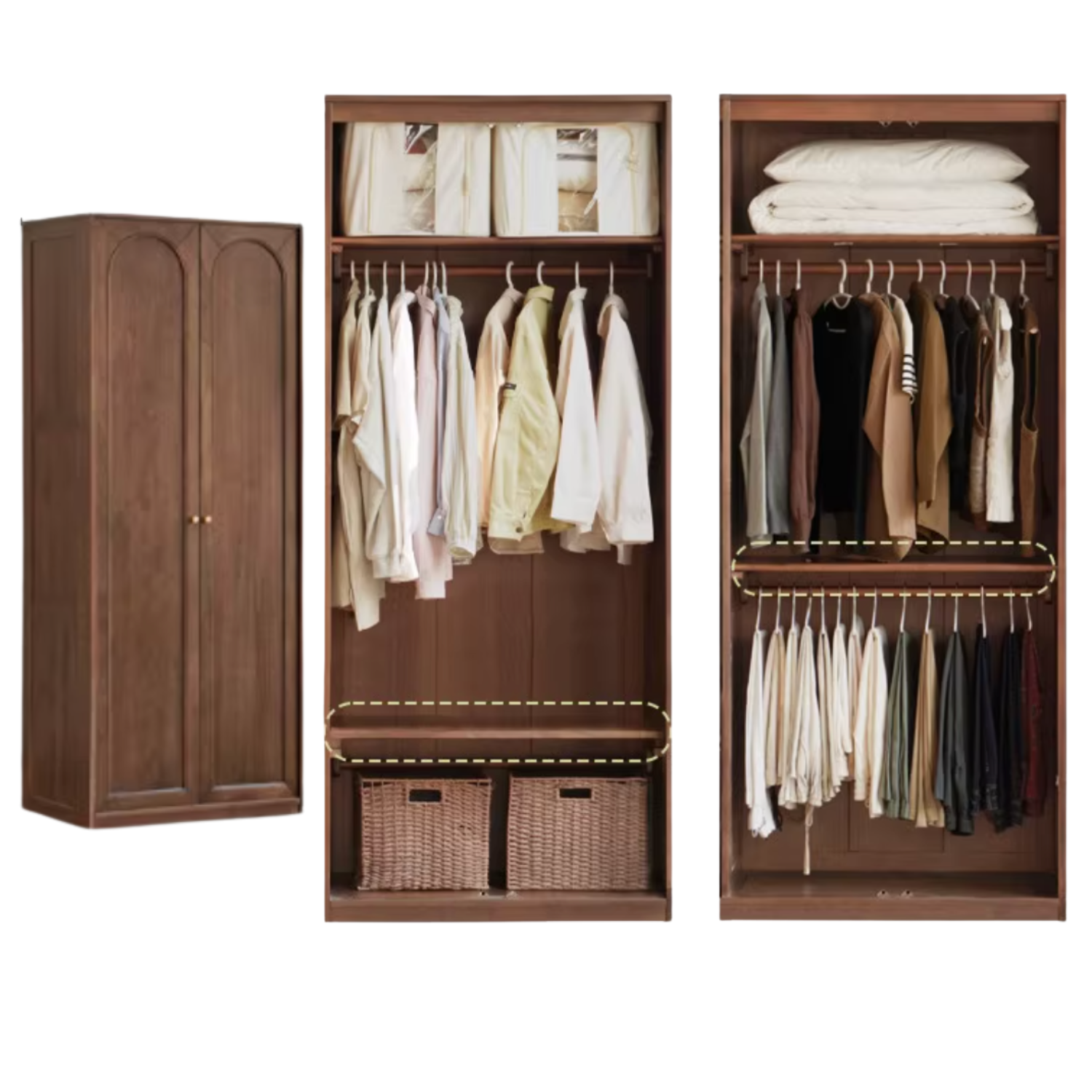 Solid Sandalwood French Retro Style Wardrobe