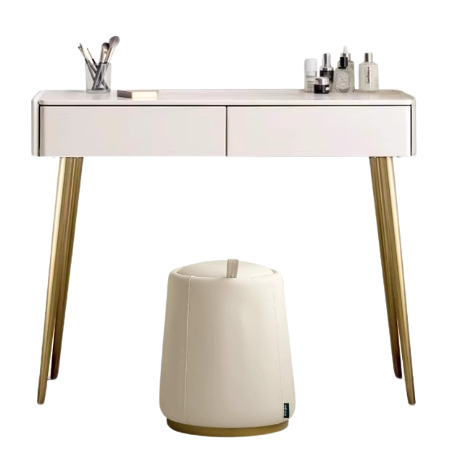 Poplar solid wood dressing table and cupboard integrated cream style: