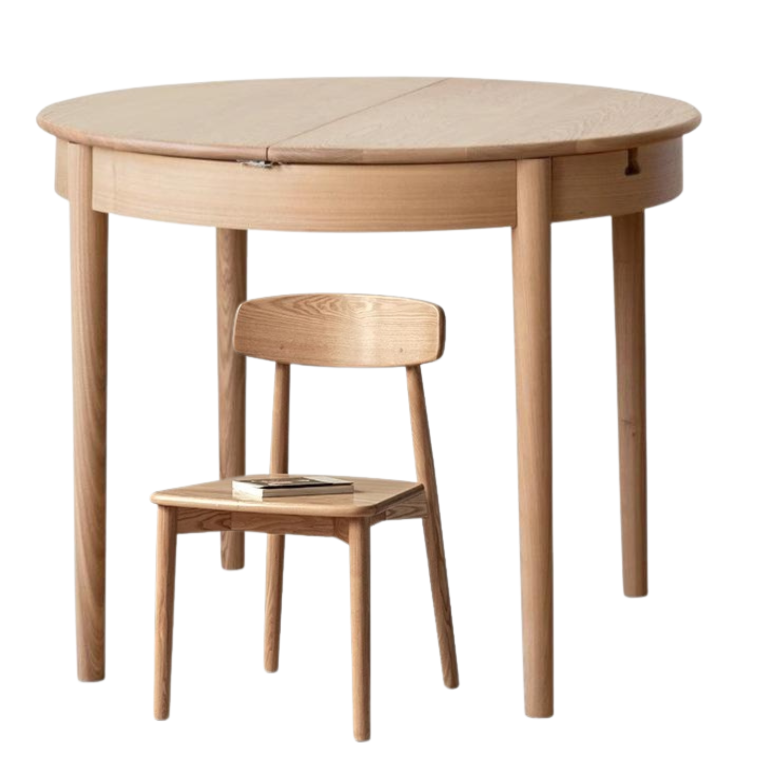 Oak, ash Solid Wood Retractable Round Dining Table