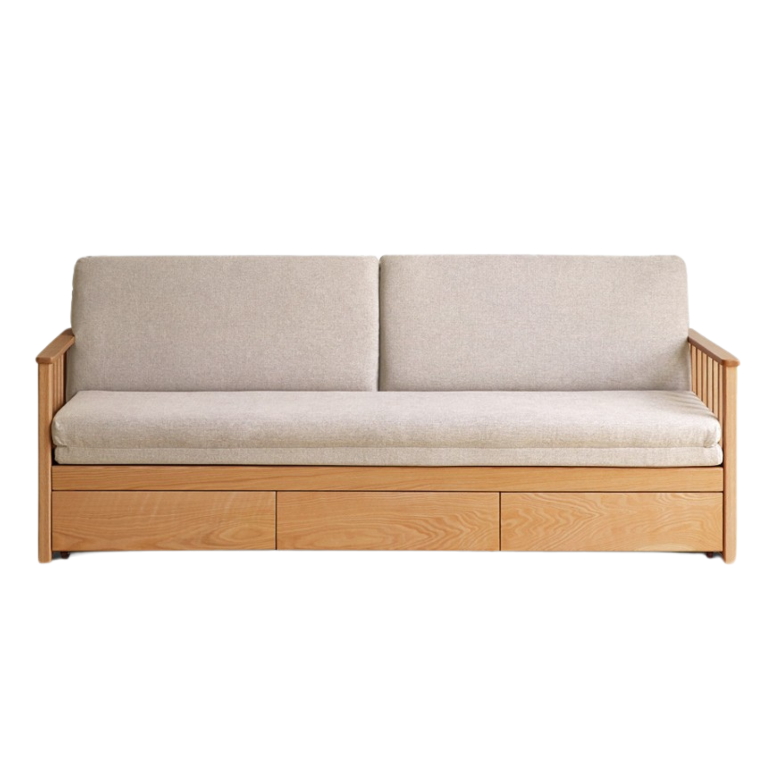 Oak solid wood sitting and sleeping dual-purpose storage sofa