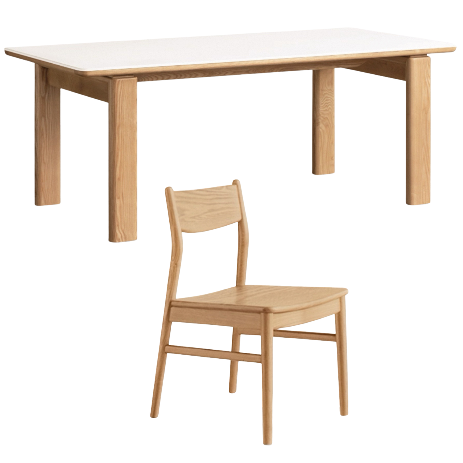 White Ash, Oak Solid Wood Restaurant Slab Dining Table