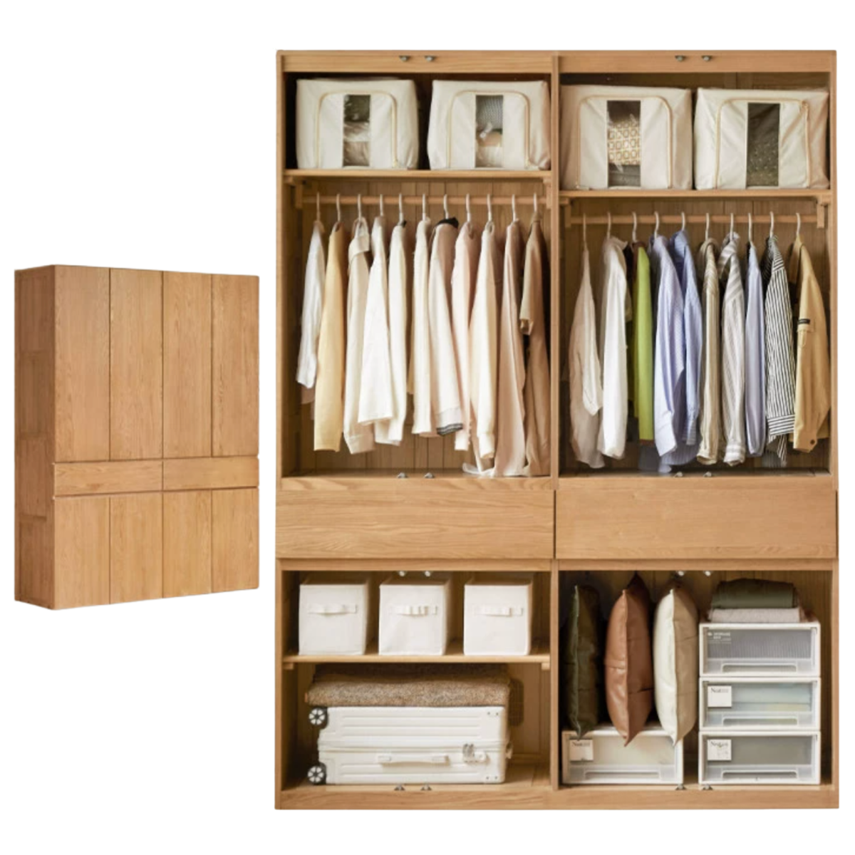 Oak, Ash Solid Wood Sectional Wardrobe
