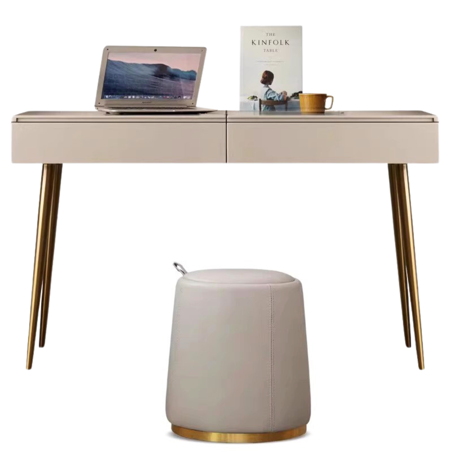 Poplar solid wood Flip Mirror Dressing Table Italian Light Luxury -
