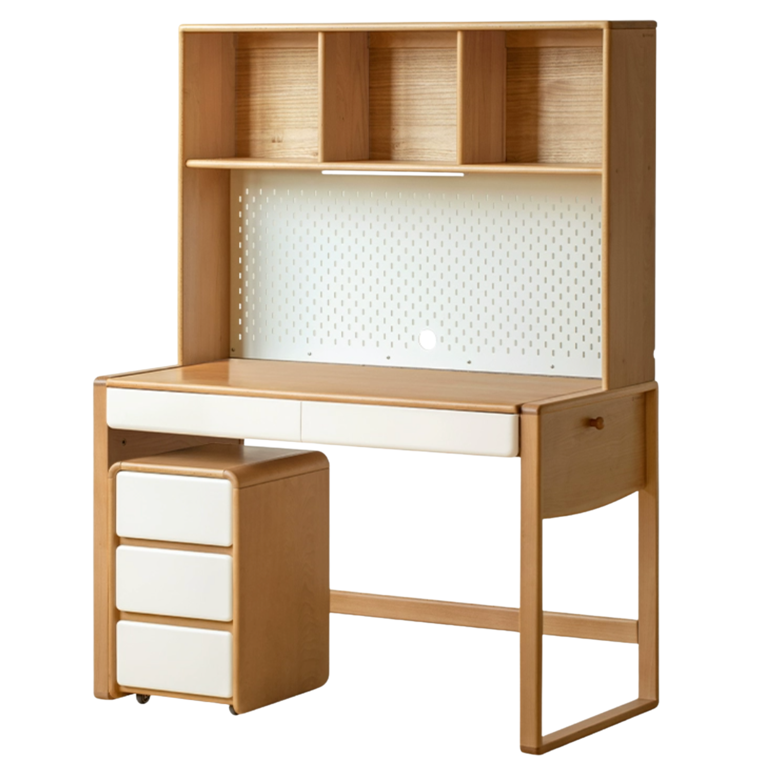 Beech Solid Wood Bookshelf Integrated Children's Desk.